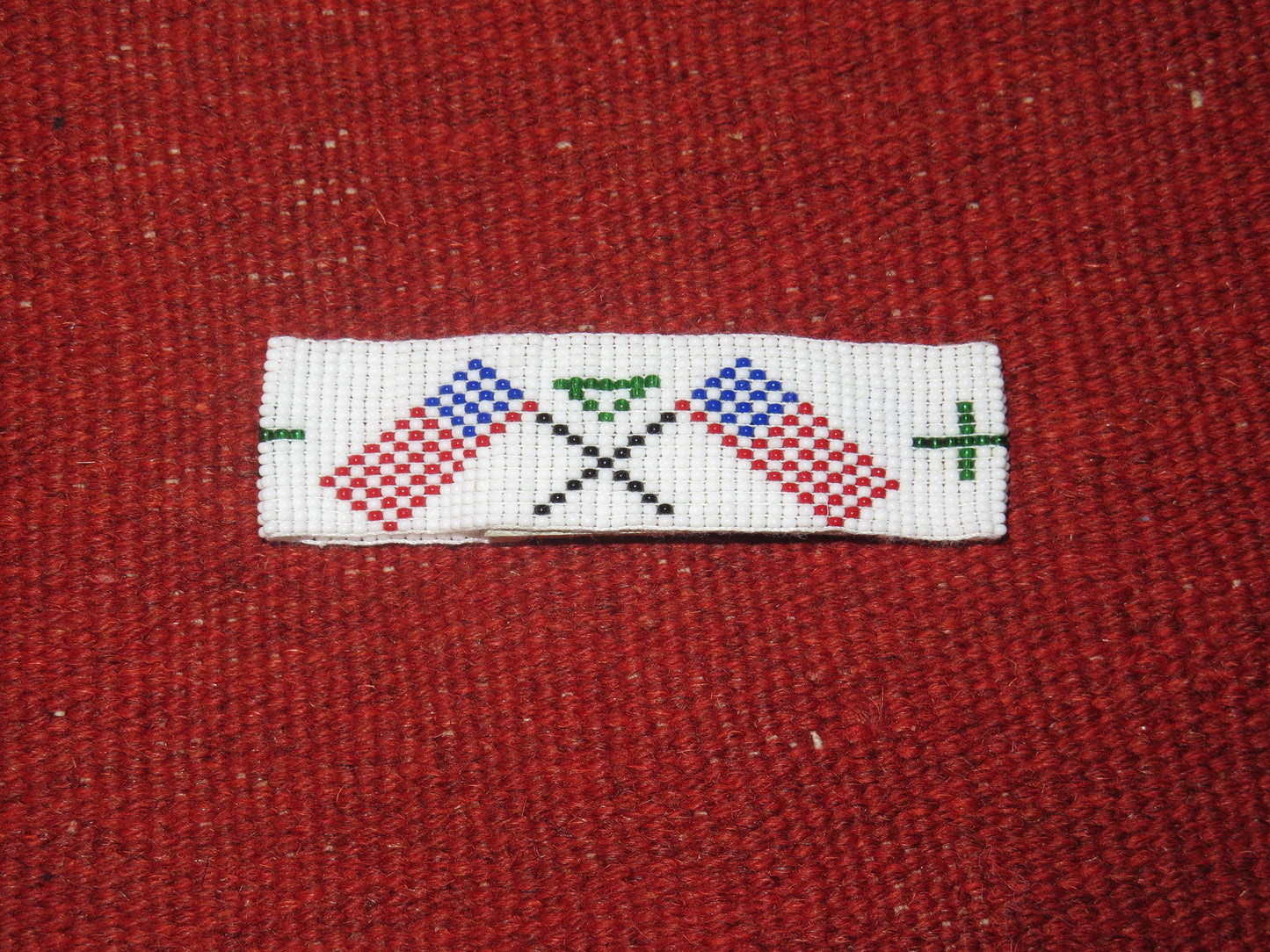 Fully Beaded Seed Beaded Soft Cuff Bracelet Handmade with leather Native American Patriotic designed Jewelry American Flag Patriotic