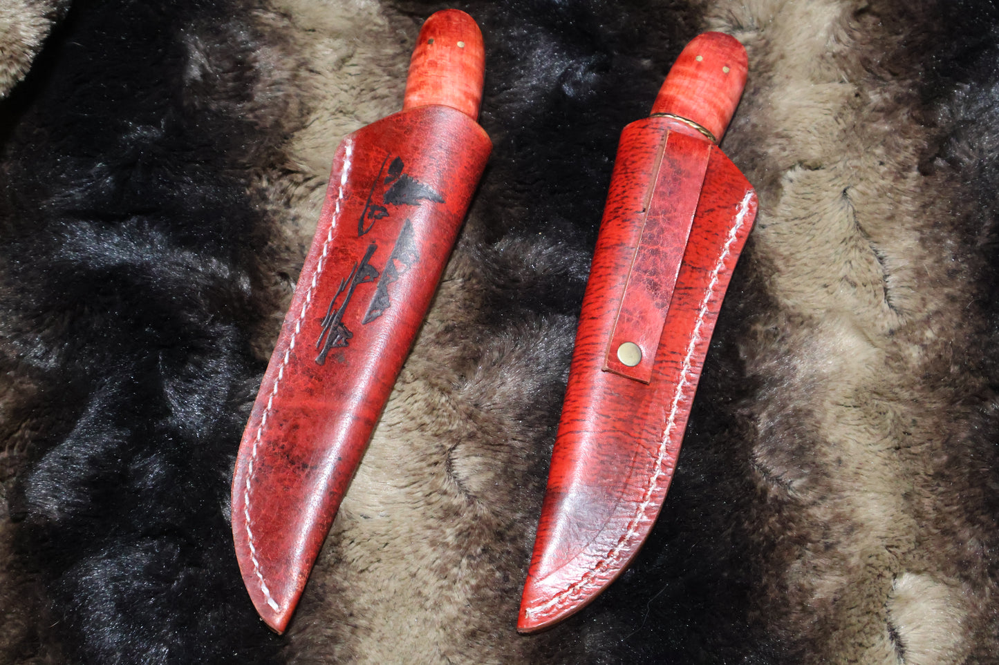 Collectable Colonial Trade knife a accurate reproduction of this historical artifact this Large Red Brass Wire Wrapped Knife Comes with a pictorial sheath