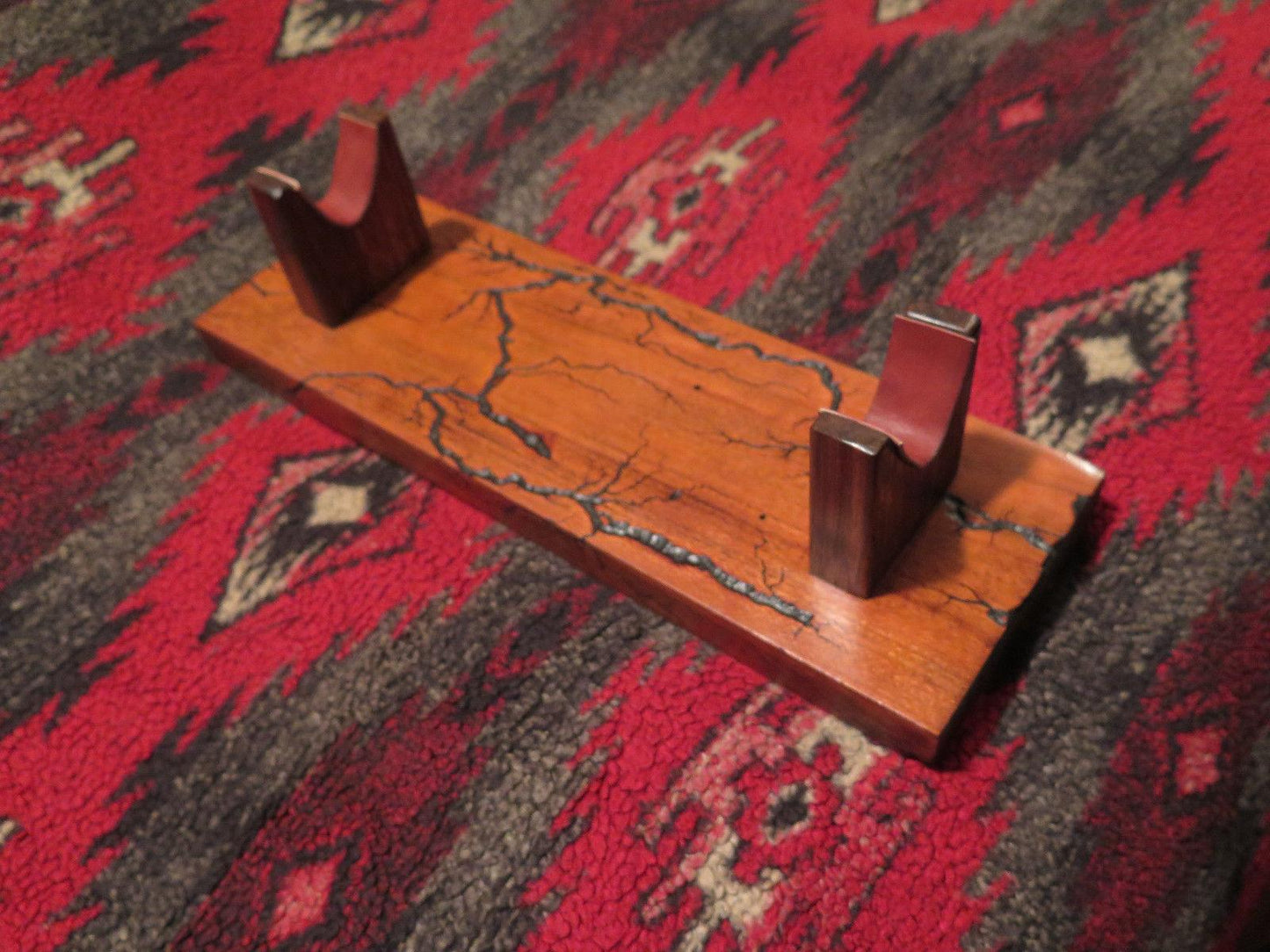 War Club Native American Seneca copied Artifact w/Engraved Pictograph symbol comes with w/Burl Cherry or Walnut Wood Display Stand