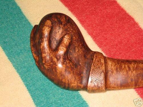 War Club Native American Seneca copied Artifact w/Engraved Pictograph symbol comes with w/Burl Cherry or Walnut Wood Display Stand
