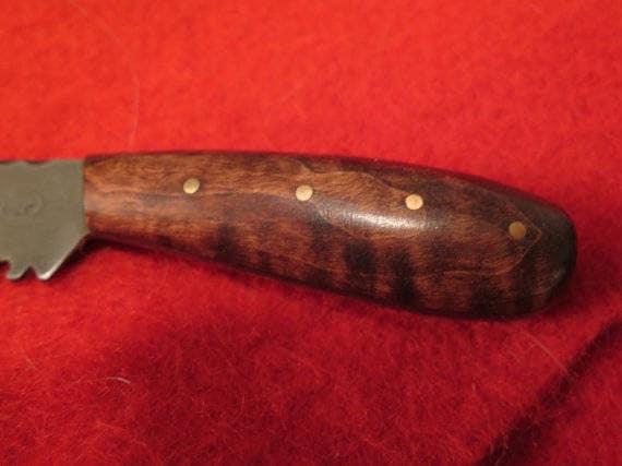 Native American Handmade Abenaki Neck Knife | High Carbon Steel with Tiger Maple Handle & Custom Leather Sheath - Aki Trading Post