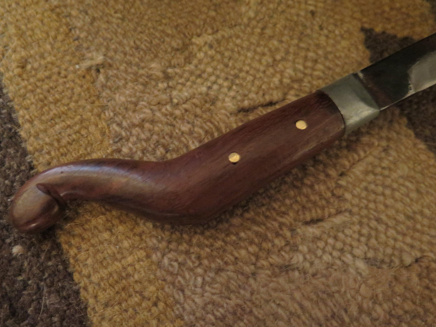 Authentic Hand-Forged Mocotaugan Crooked Knife | Right-Handed Carbon Steel Blade - Aki Trading Post