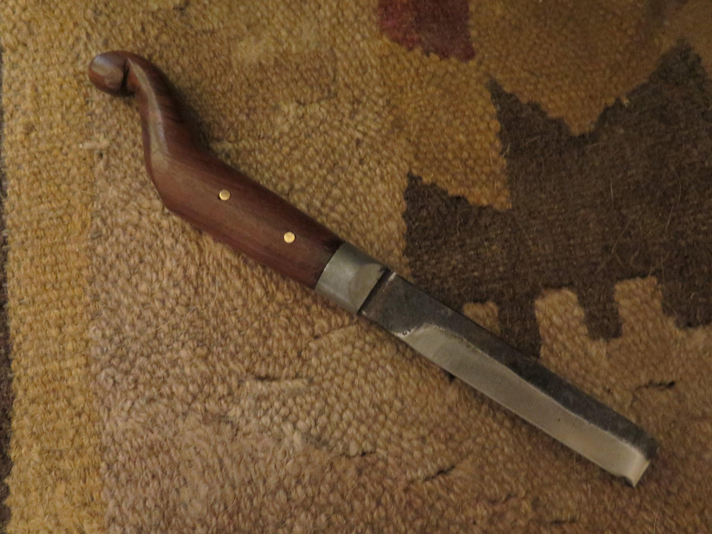 Authentic Hand-Forged Mocotaugan Crooked Knife | Right-Handed Carbon Steel Blade - Aki Trading Post