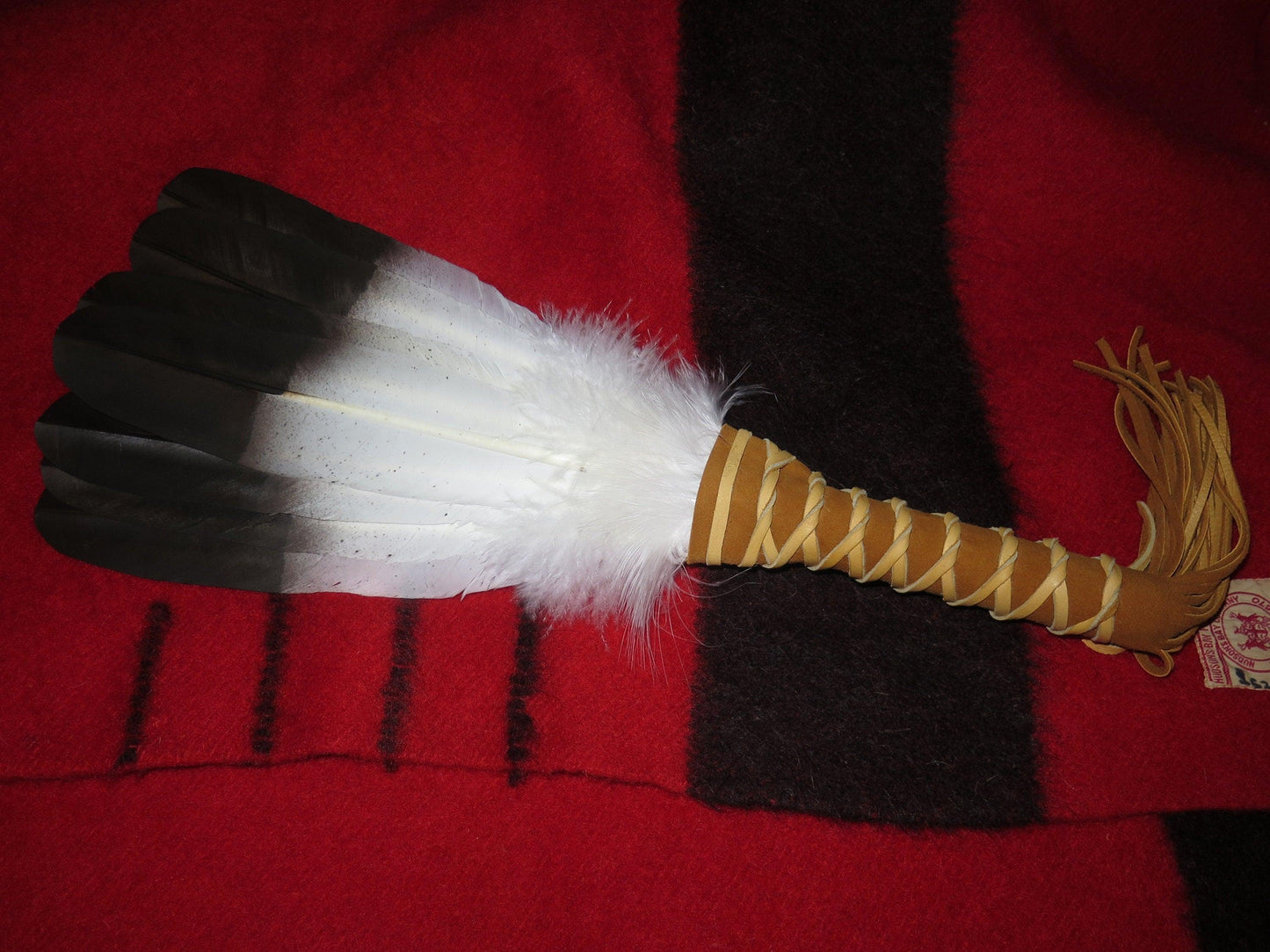 Native American Handmade 4-Feather Golden Eagle Medicine Fan | Smudge & Prayer Wand - Aki Trading Post