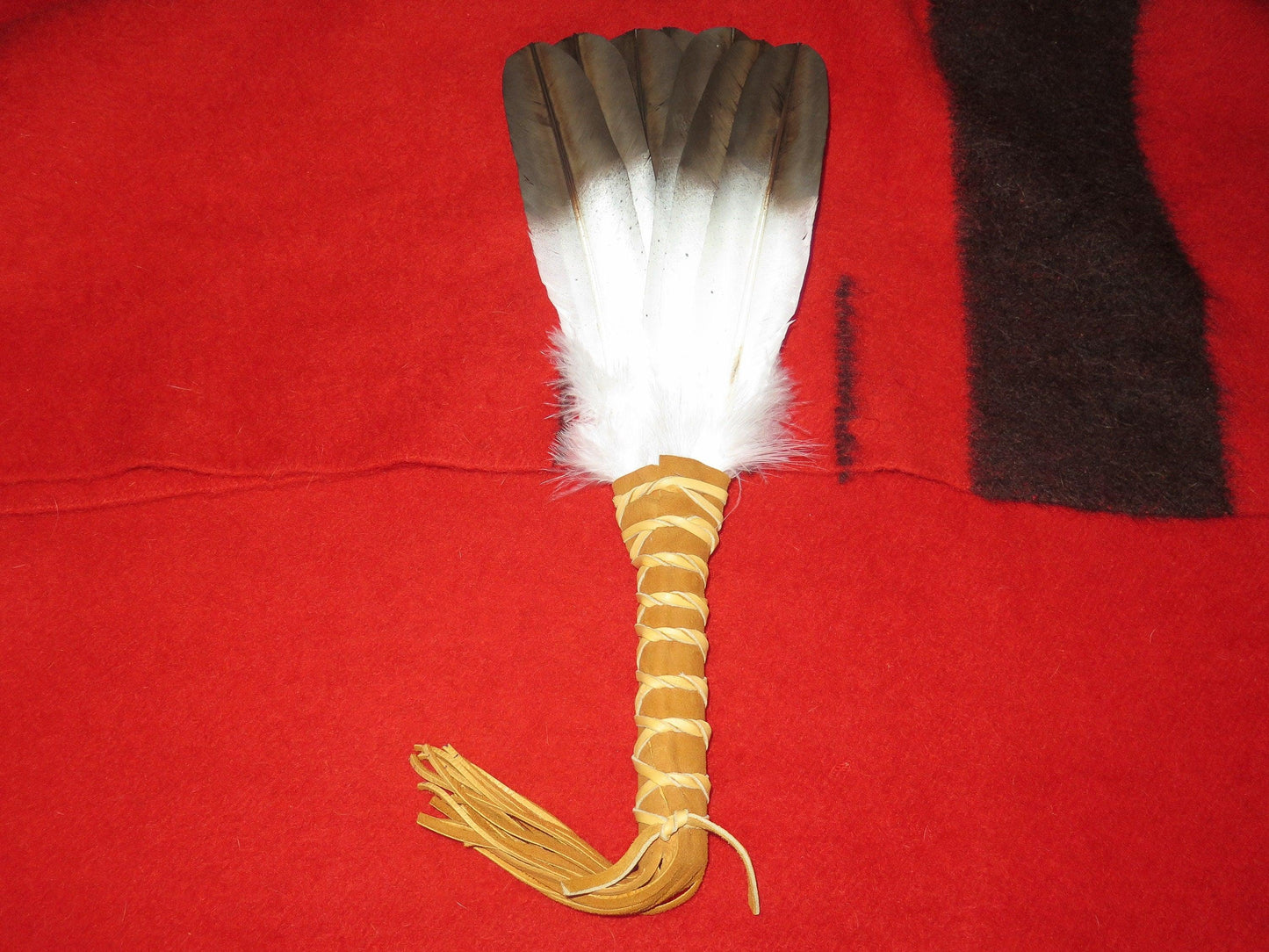 Native American Handmade 4-Feather Golden Eagle Medicine Fan | Smudge & Prayer Wand - Aki Trading Post