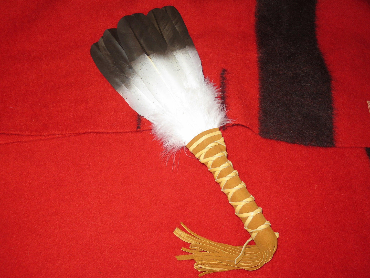 Native American Handmade 4-Feather Golden Eagle Medicine Fan | Smudge & Prayer Wand - Aki Trading Post