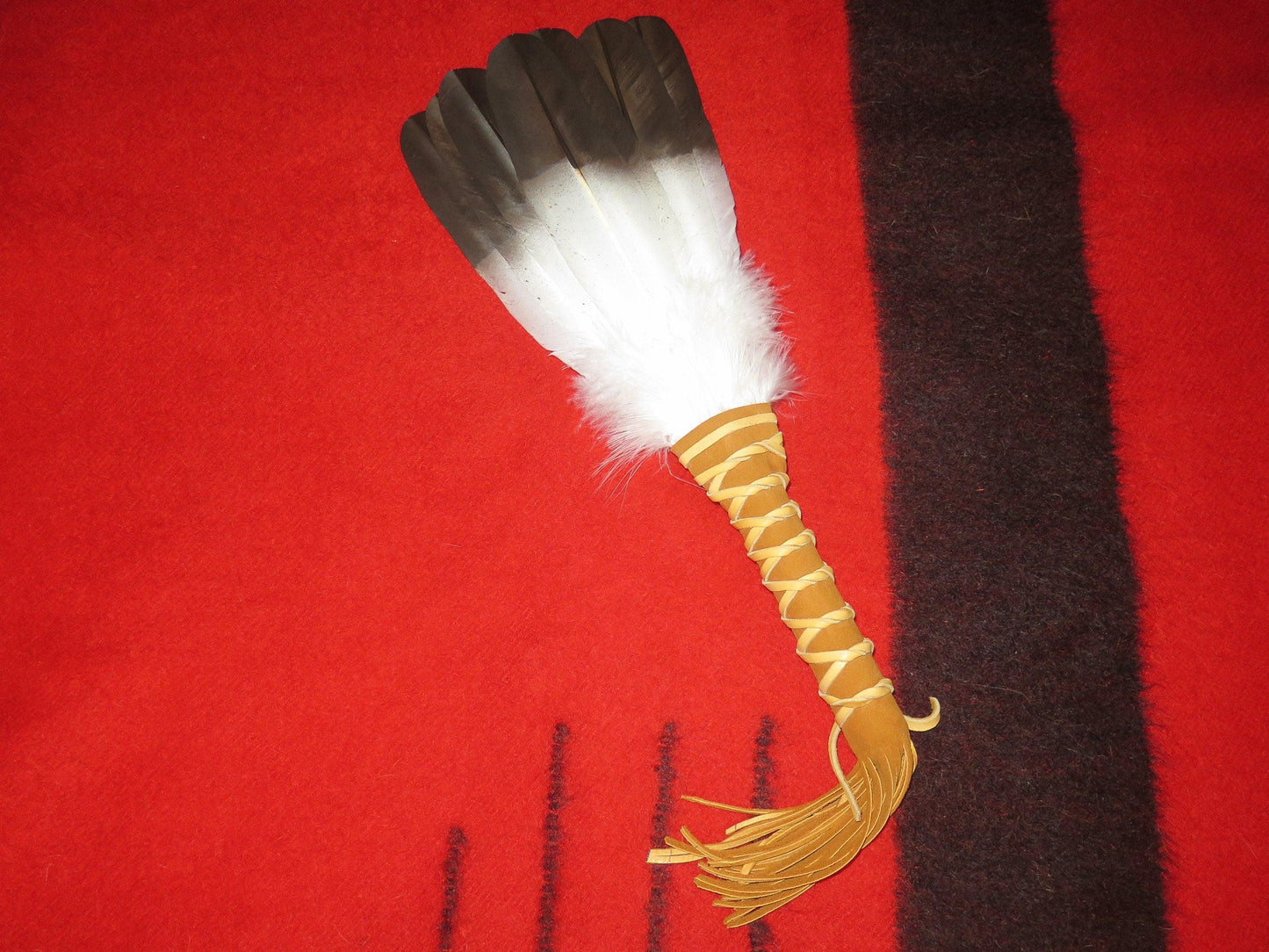 Native American Handmade 4-Feather Golden Eagle Medicine Fan | Smudge & Prayer Wand - Aki Trading Post