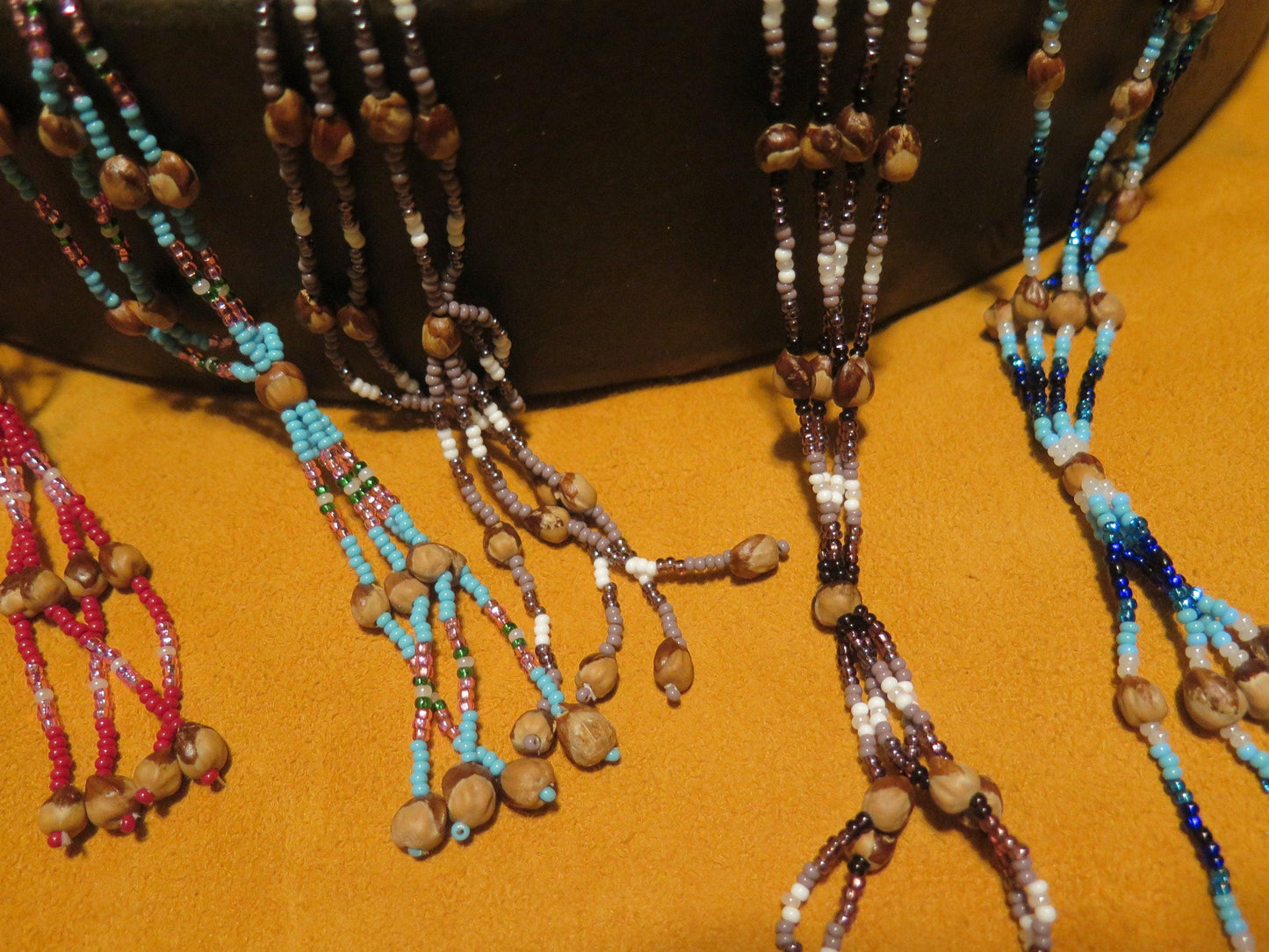 Native American Made Authentic Navajo Ghost Bead Necklace | Extra Large Double Strand – Mixed Colors Only - Aki Trading Post