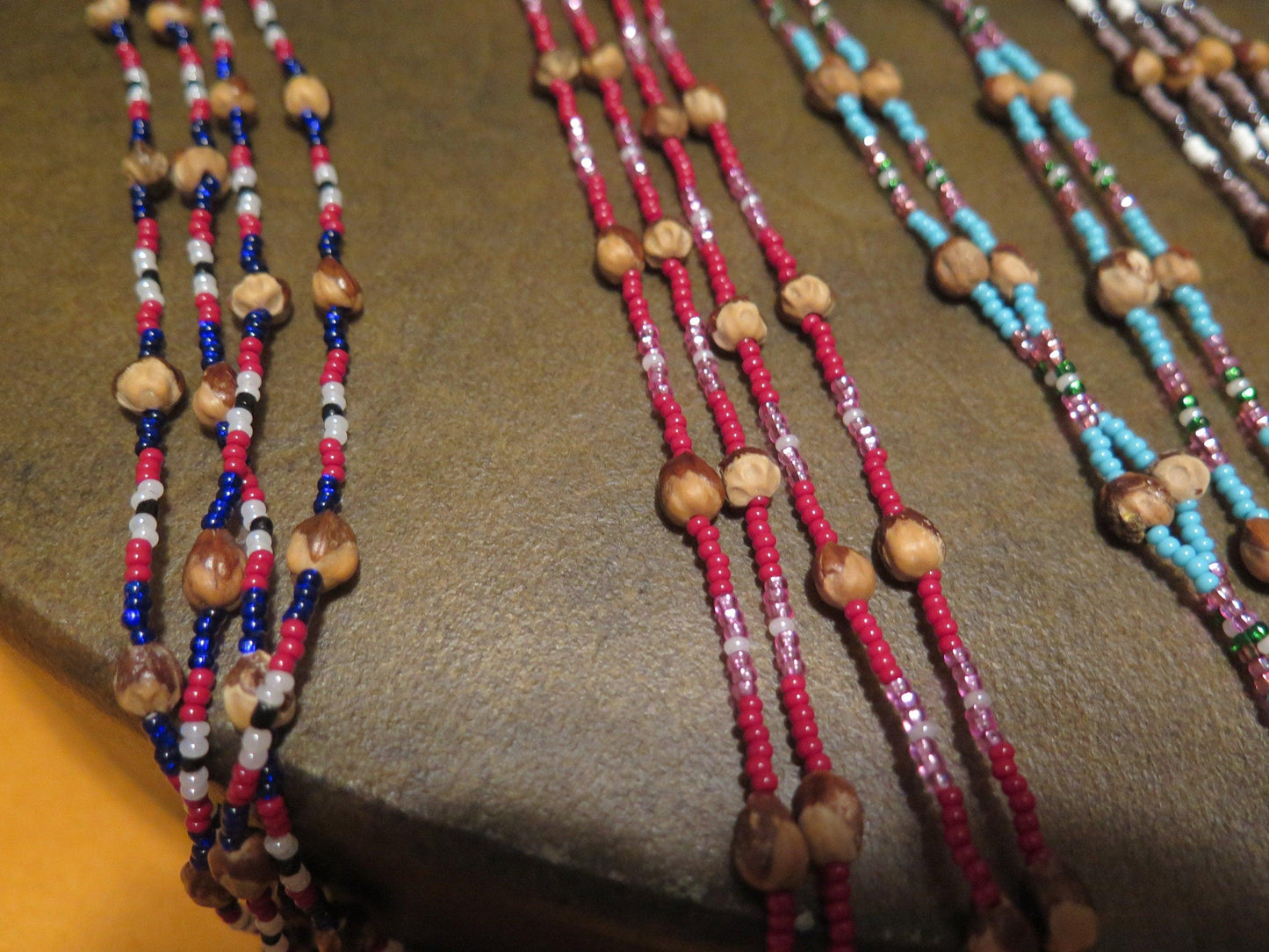 Native American Made Authentic Navajo Ghost Bead Necklace | Extra Large Double Strand – Mixed Colors Only - Aki Trading Post