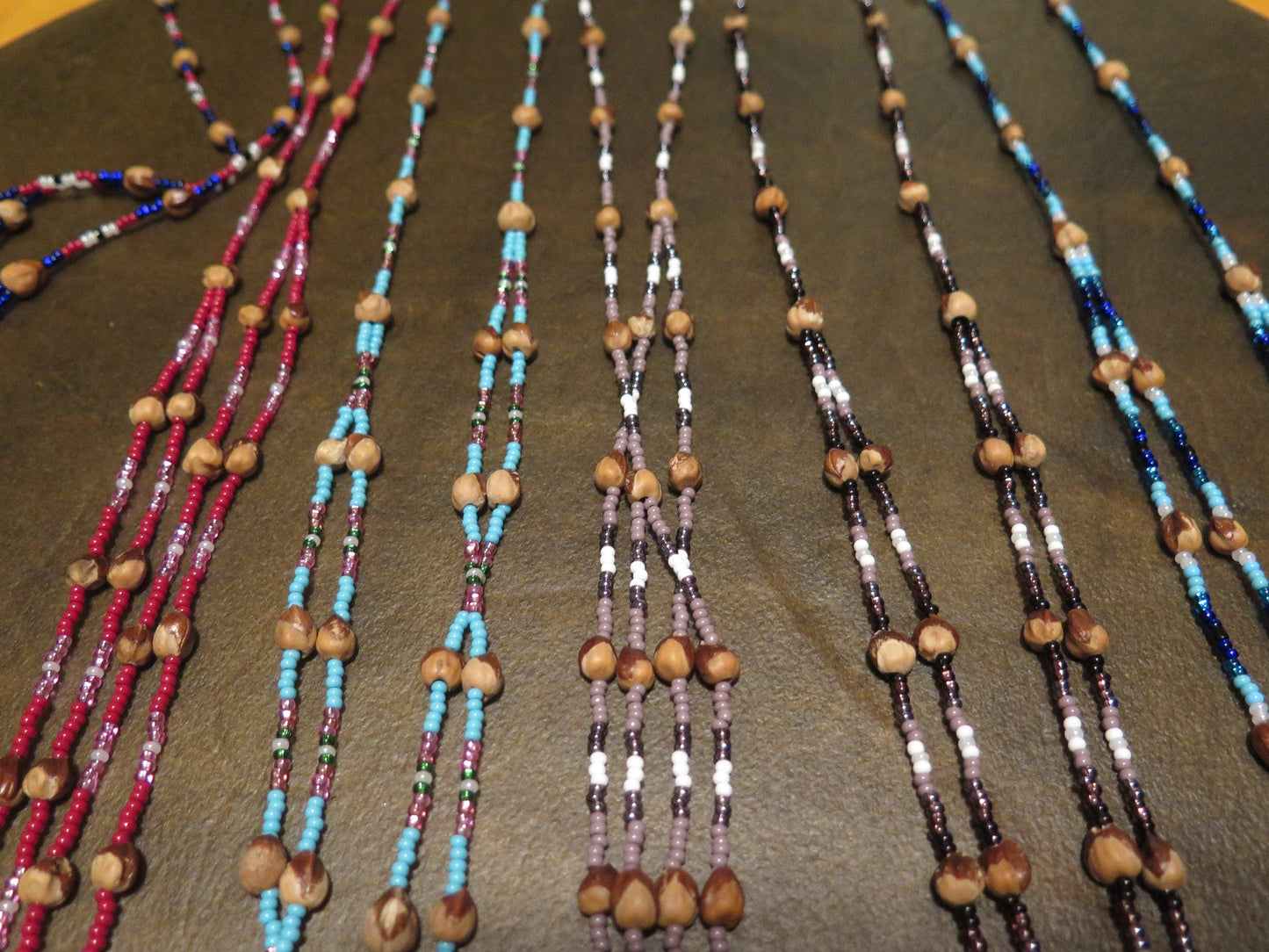 Native American Made Authentic Navajo Ghost Bead Necklace | Extra Large Double Strand – Mixed Colors Only - Aki Trading Post