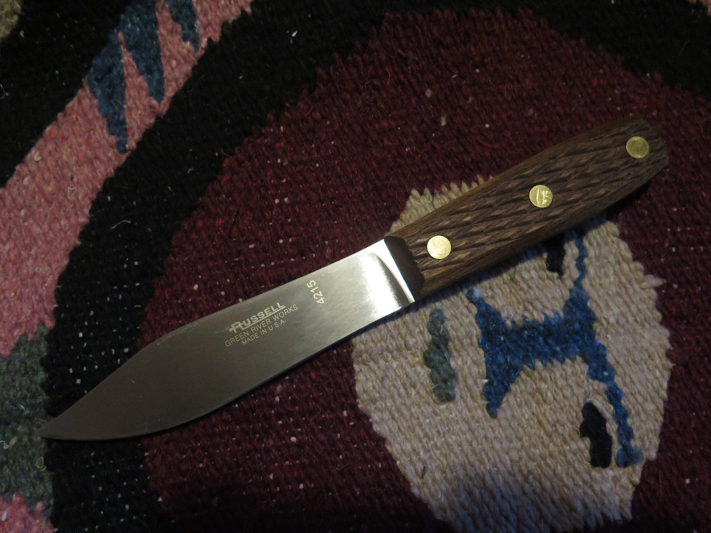 Original Genuine J. Russell & Co. Green River Knife | High Carbon Steel with Beechwood Handle & Hand-Tooled Leather Sheath - Aki Trading Post