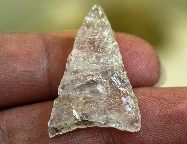 Native American-Made Crystal Quartz Arrowhead Pendant | Hand-Knapped Serpentine Sterling Silver Necklace - Aki Trading Post