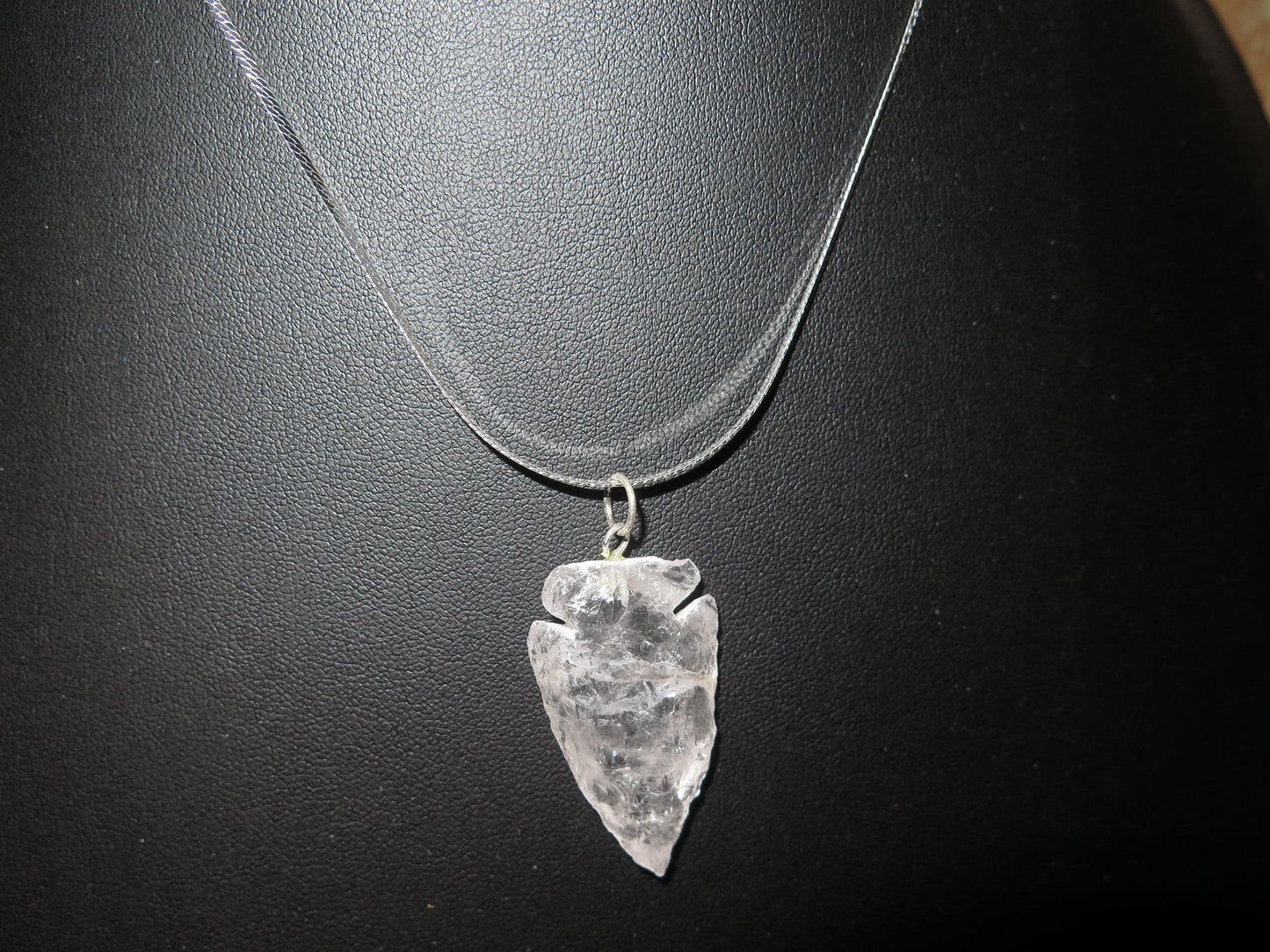 Native American-Made Crystal Quartz Arrowhead Pendant | Hand-Knapped Serpentine Sterling Silver Necklace - Aki Trading Post