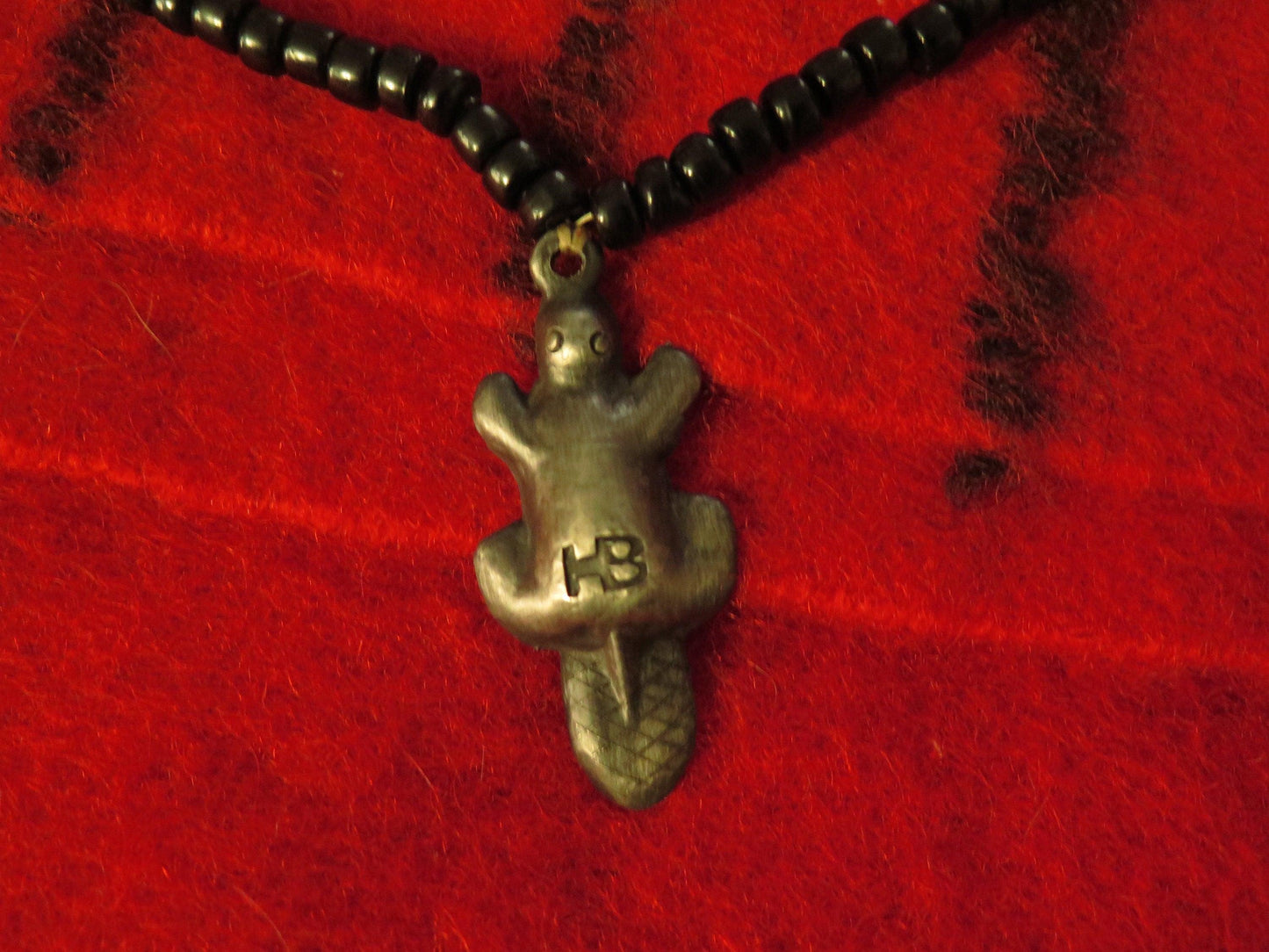 Native American Handmade Hudson Bay Trade Necklace | Stamped Beaver Pendant - Aki Trading Post