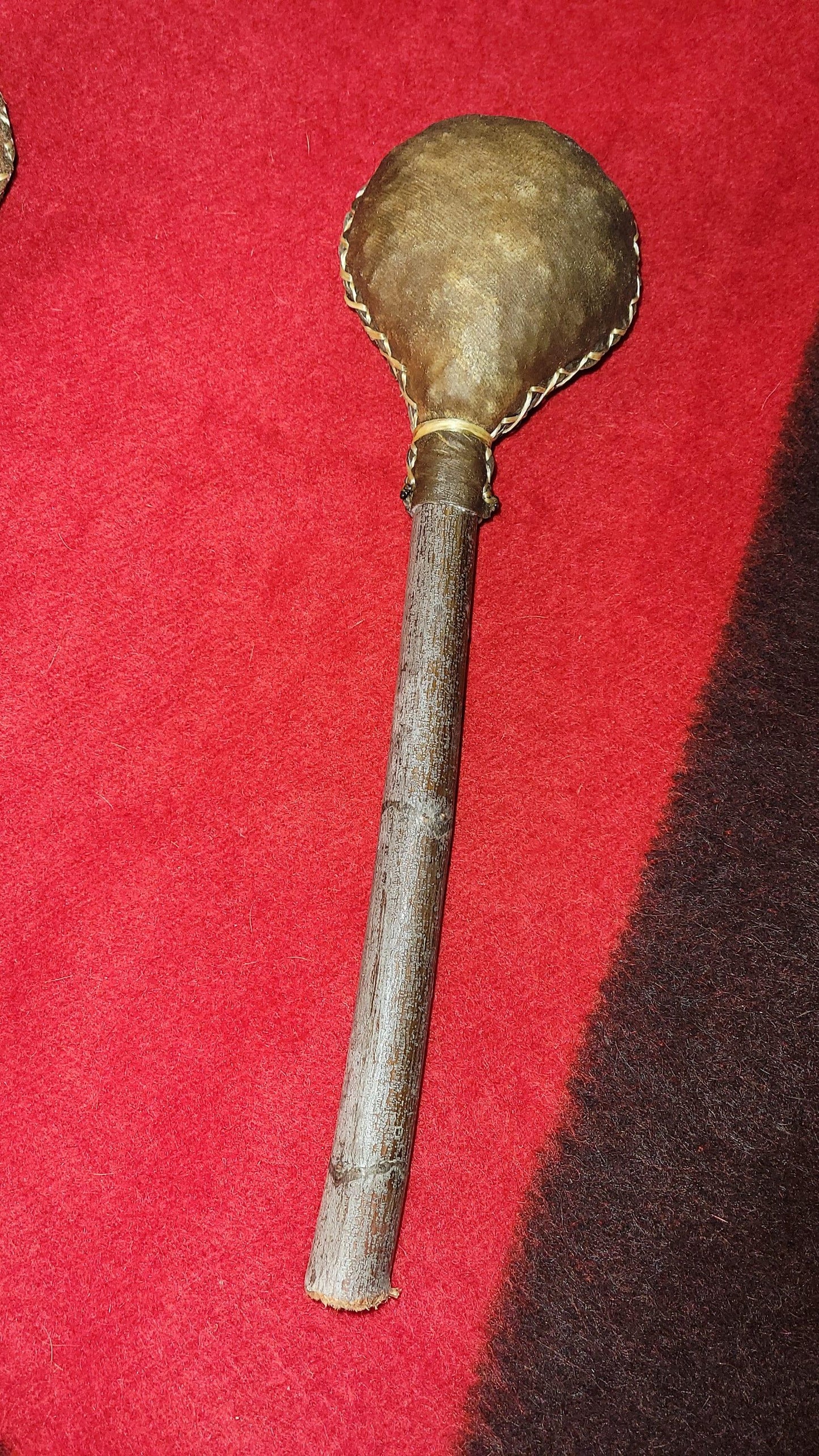 Native American Handmade Sacred Rawhide Rattle | Spiritual & Ceremonial Instrument - Aki Trading Post