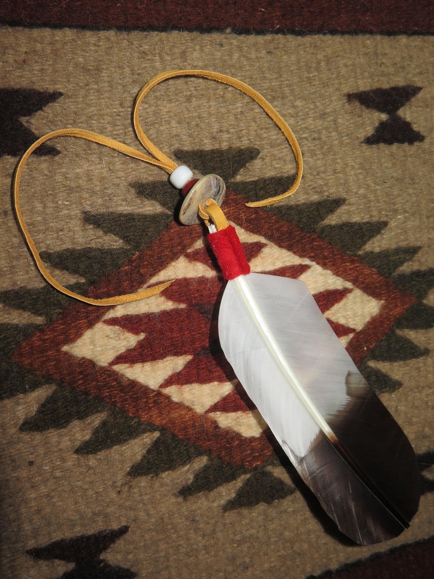 Native American Handmade Golden Eagle Feather Hair Tie | Spirit Regalia Accessory - Aki Trading Post