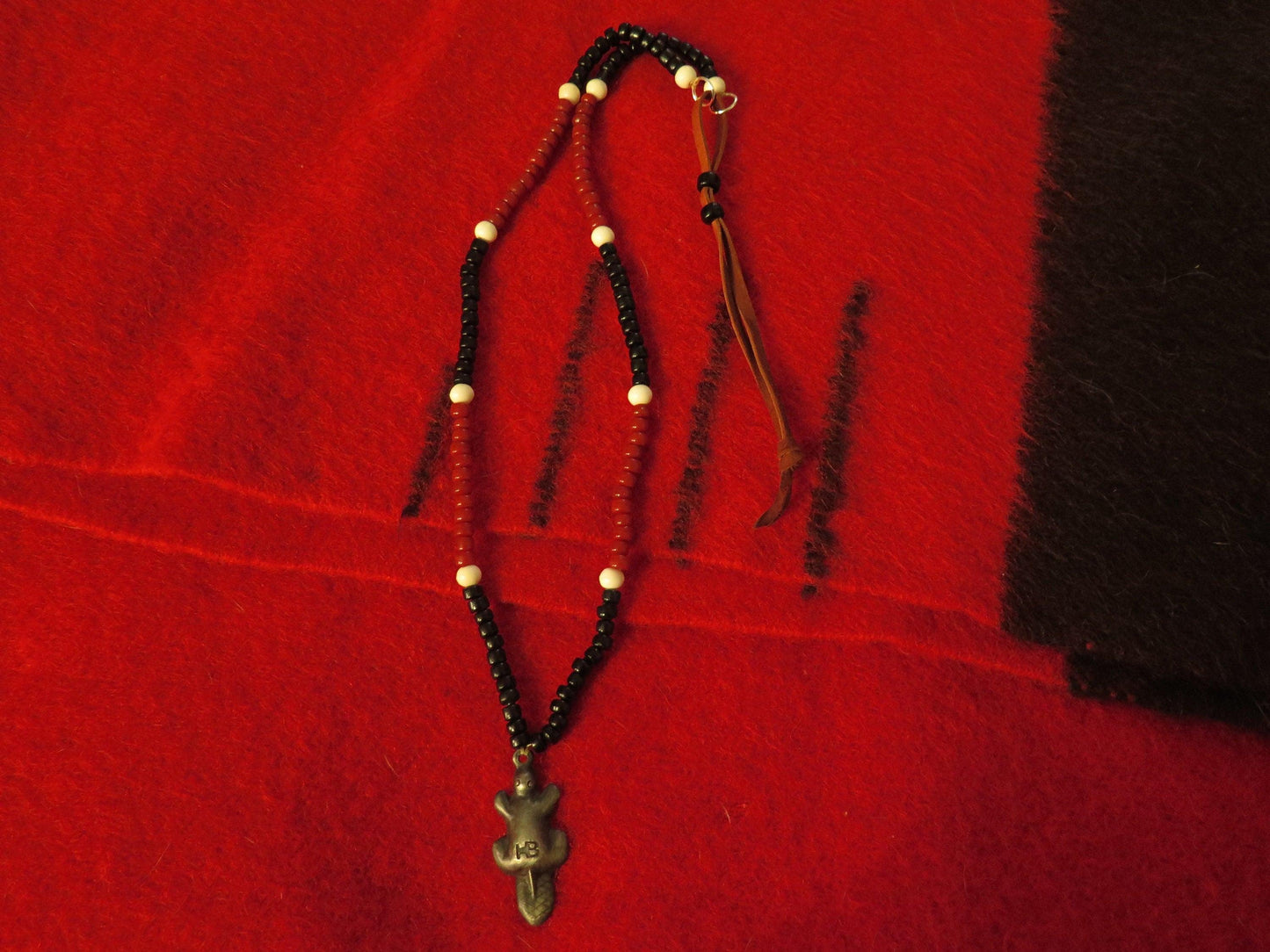 Native American Handmade Hudson Bay Trade Necklace | Stamped Beaver Pendant - Aki Trading Post