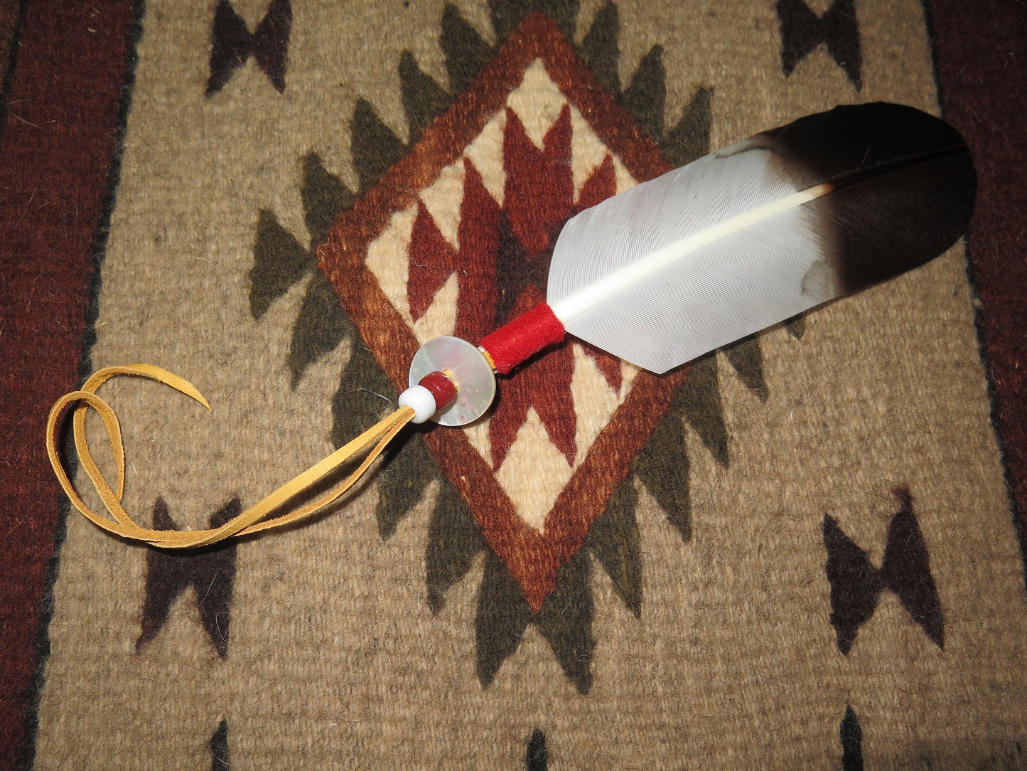 Native American Handmade Golden Eagle Feather Hair Tie | Spirit Regalia Accessory - Aki Trading Post
