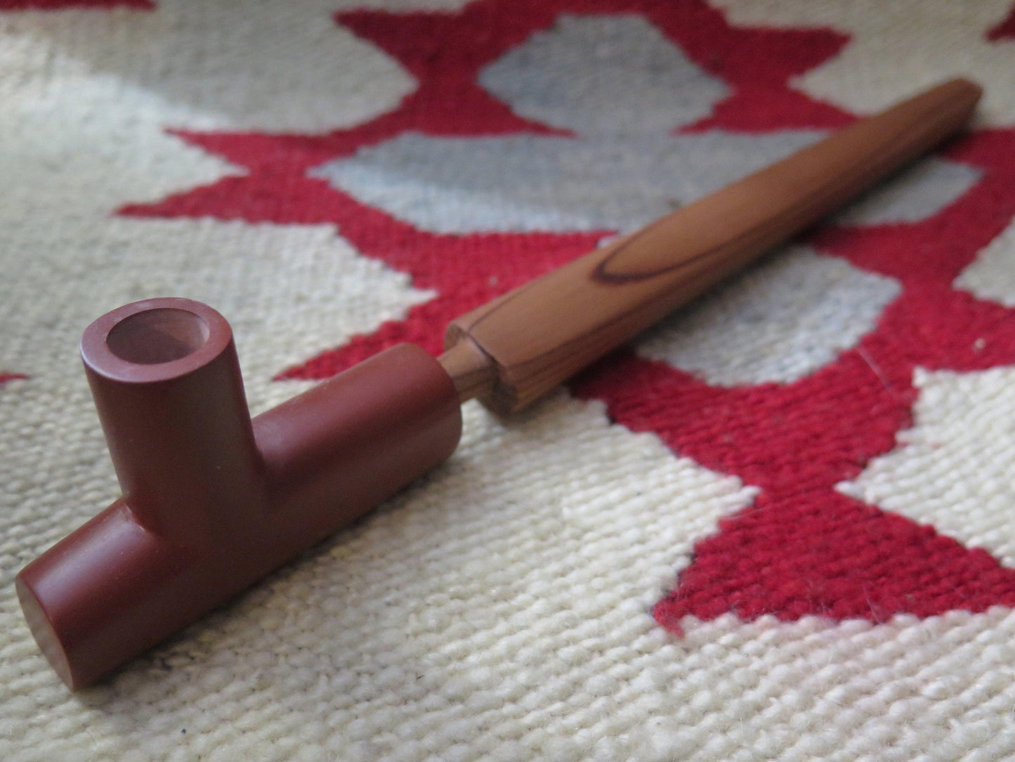 Native American Peace Pipe | Handcrafted Catlinite Plains Ceremonial Pipe with Hardwood Ash Stem - Aki Trading Post