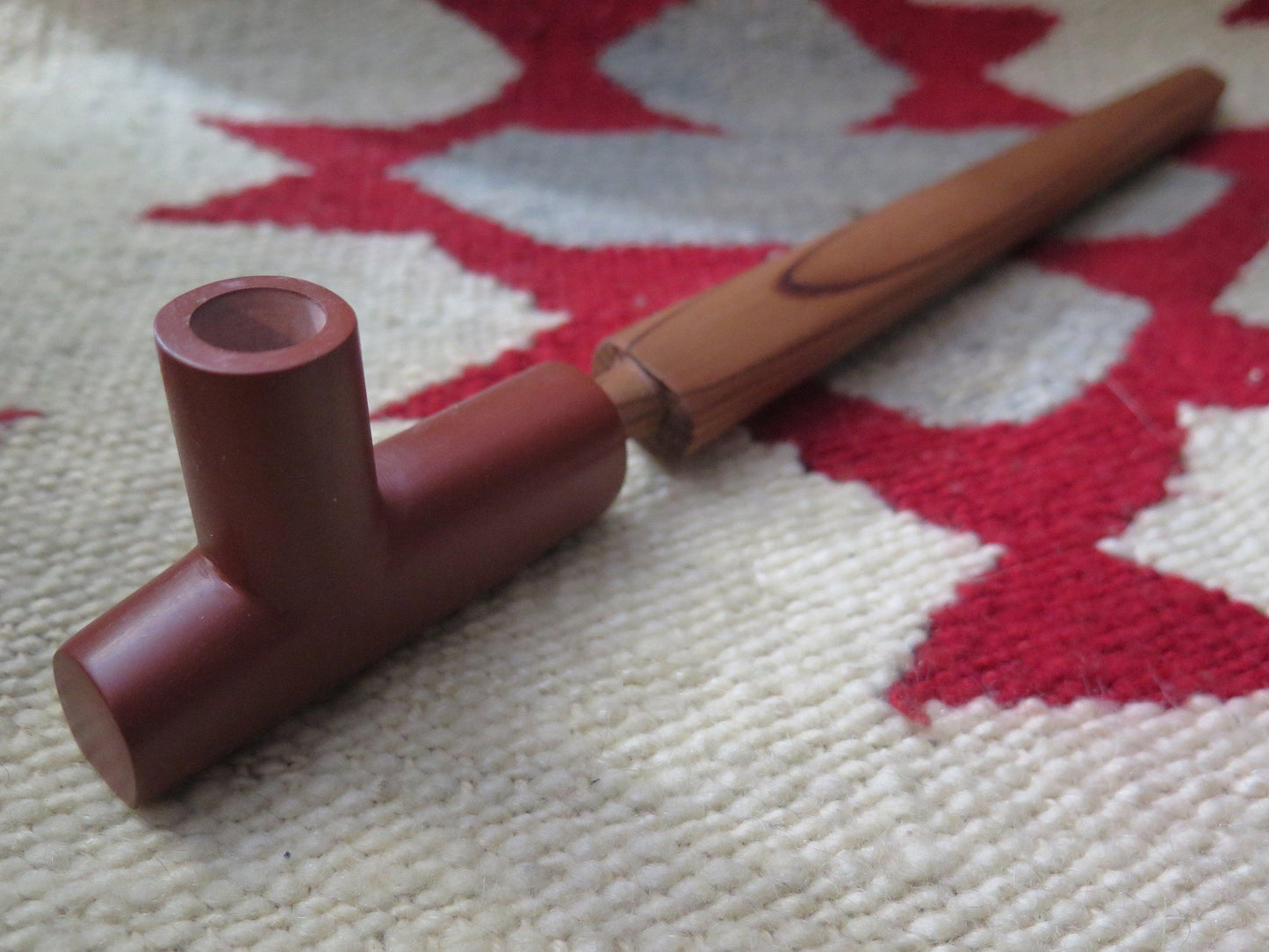Native American Peace Pipe | Handcrafted Catlinite Plains Ceremonial Pipe with Hardwood Ash Stem - Aki Trading Post