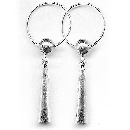 Native American Ball & Cone Earrings | Historically Accurate 1680s Fur Trade Jewelry in German Silver - Aki Trading Post
