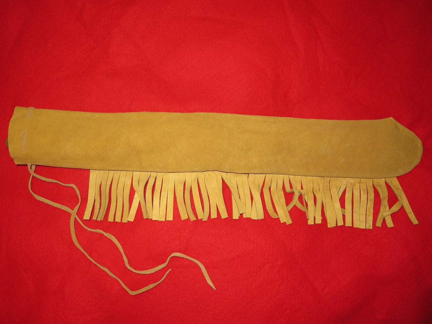 Native American Made Buckskin Style Flute Bag with Fringe | 24" Long - Aki Trading Post