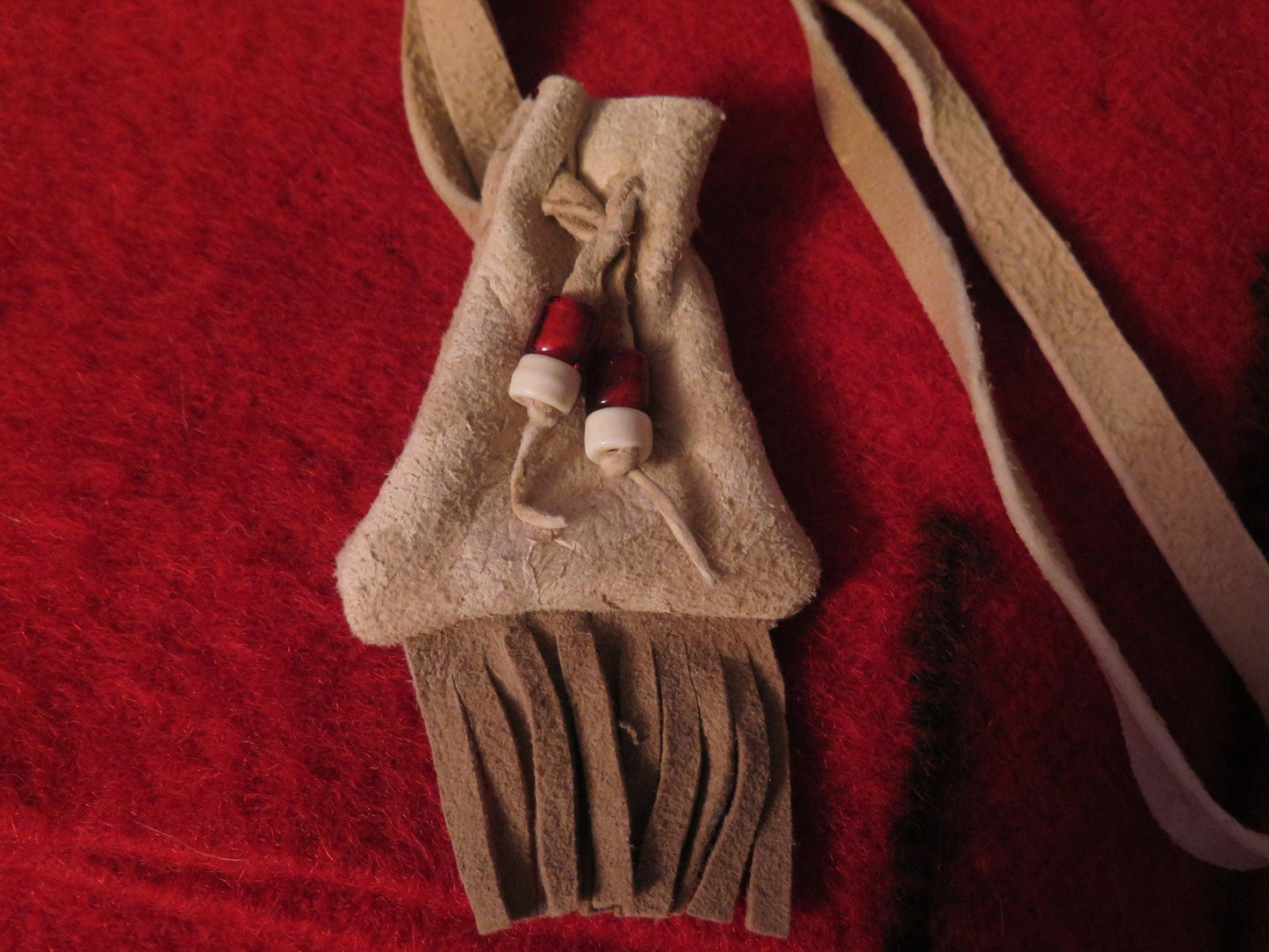 Native American Handmade Medicine Bag | Genuine Brain-Tanned Deer Hide with Vintage Trade Beads - Aki Trading Post