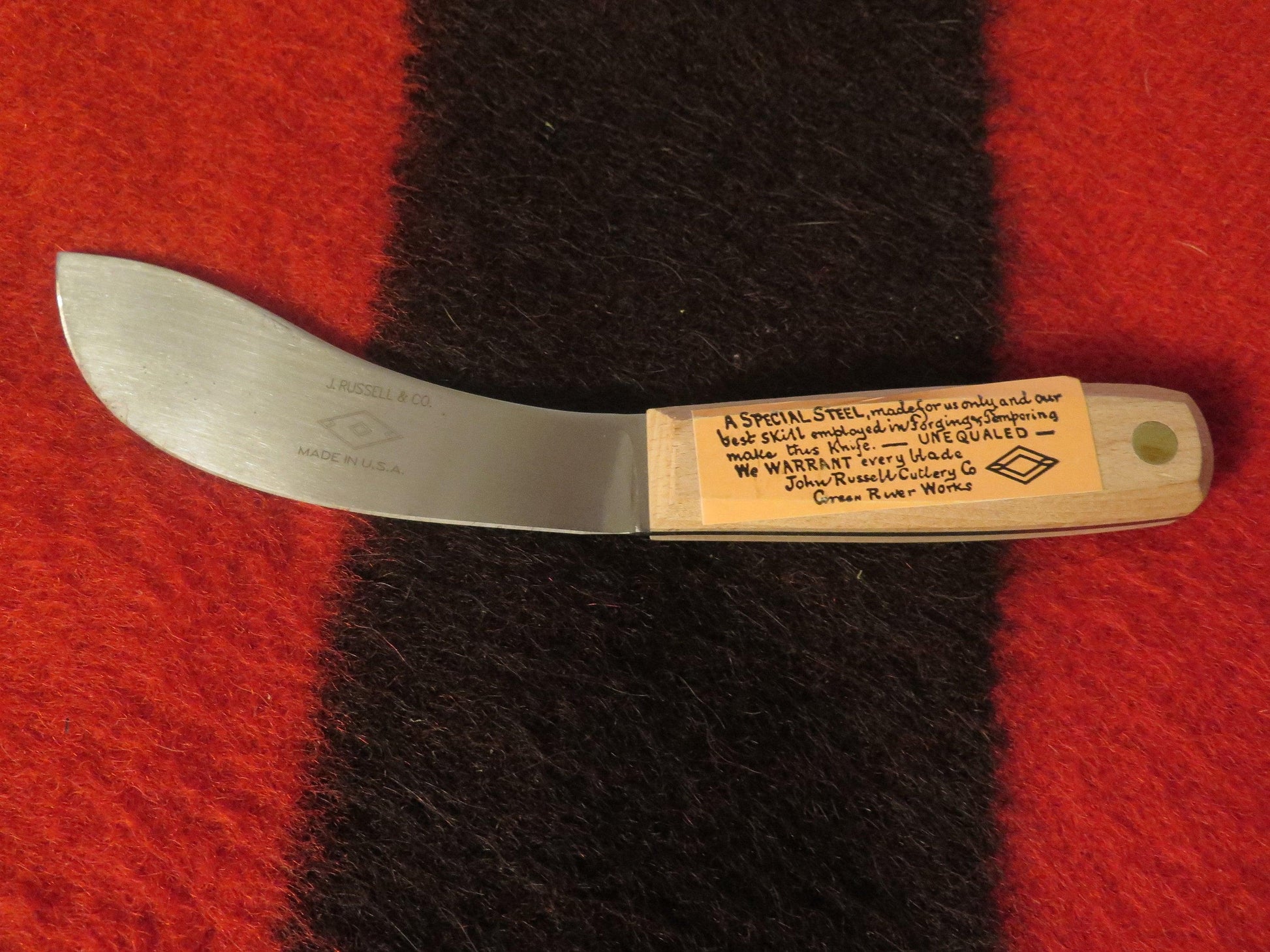 Native American Handmade Buffalo Skinner Knife | Authentic J. Russell & Co. Green River Fur Trade Knife with Leather Sheath - Aki Trading Post