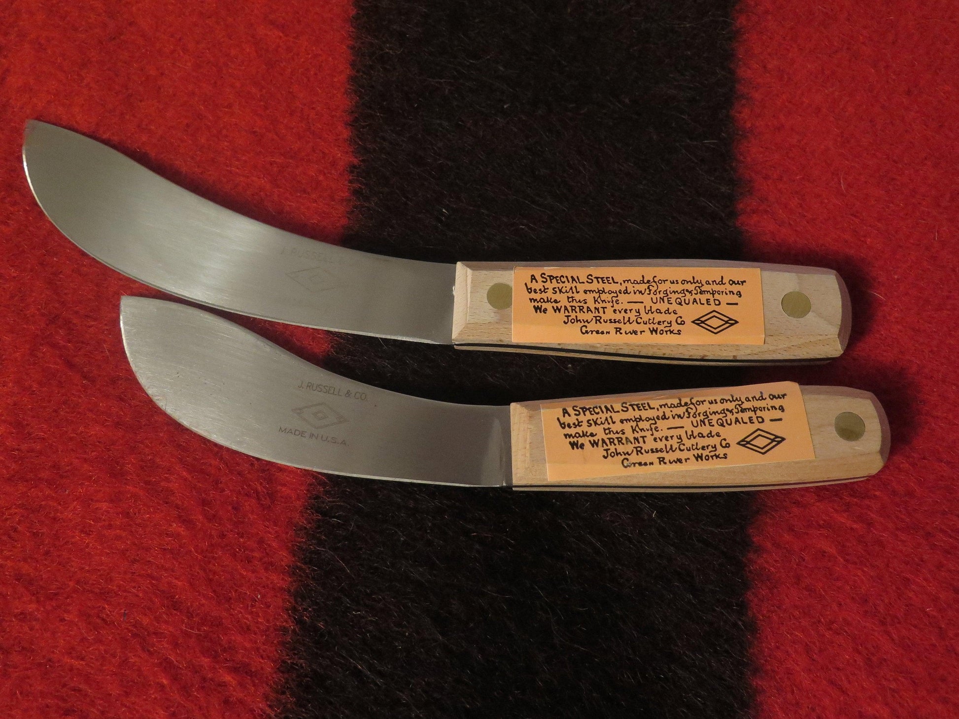 Native American Handmade Buffalo Skinner Knife | Authentic J. Russell & Co. Green River Fur Trade Knife with Leather Sheath - Aki Trading Post