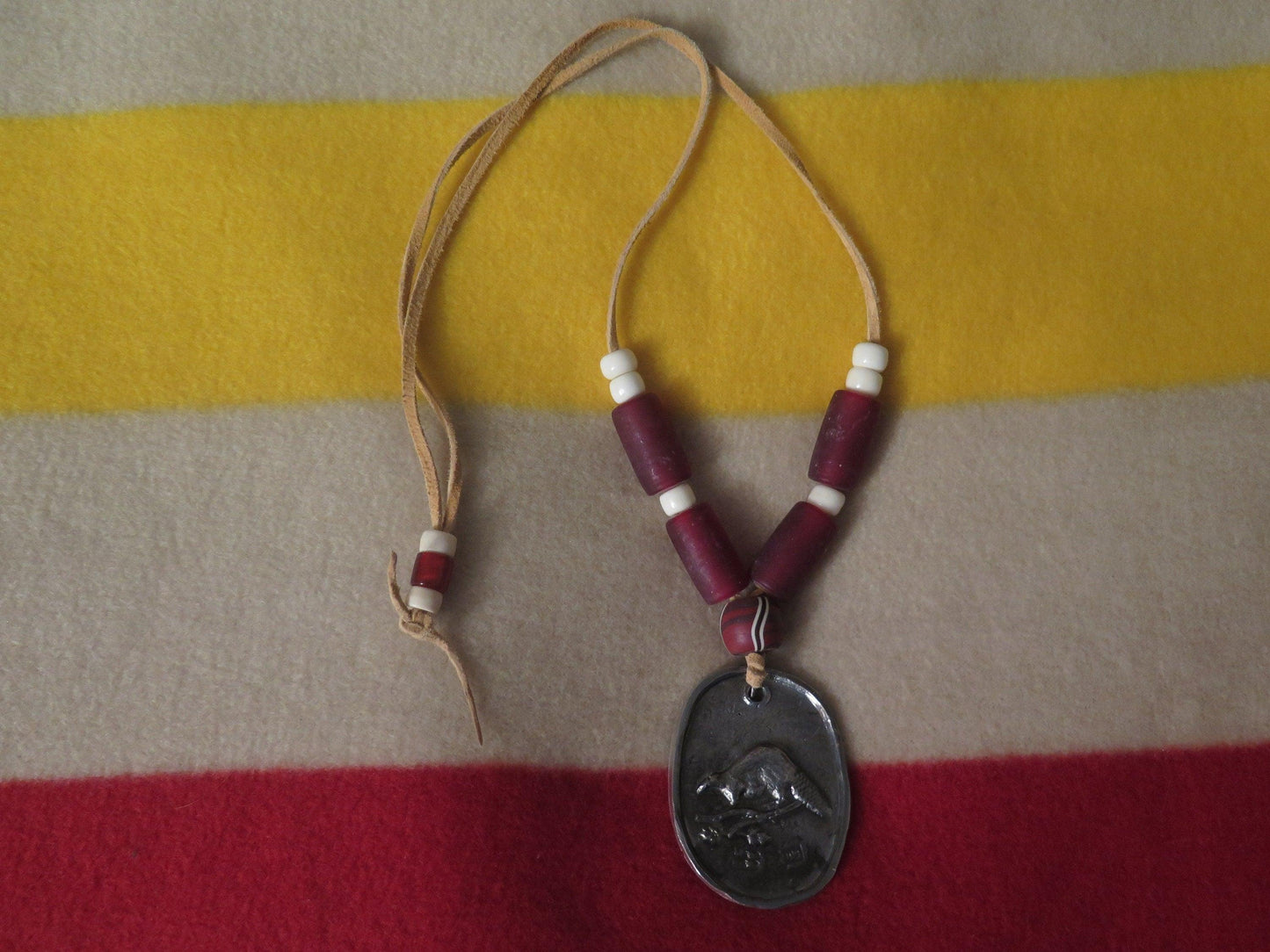 Native American-Made Hudson Bay Fur Trade Medallion Choker Necklace - Aki Trading Post