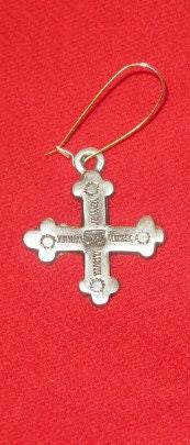 Native American Early Trade Cross Earring | Single Trade Silver Lead-Free Pewter Cross with Sterling Silver Kidney Ear Wire - Aki Trading Post