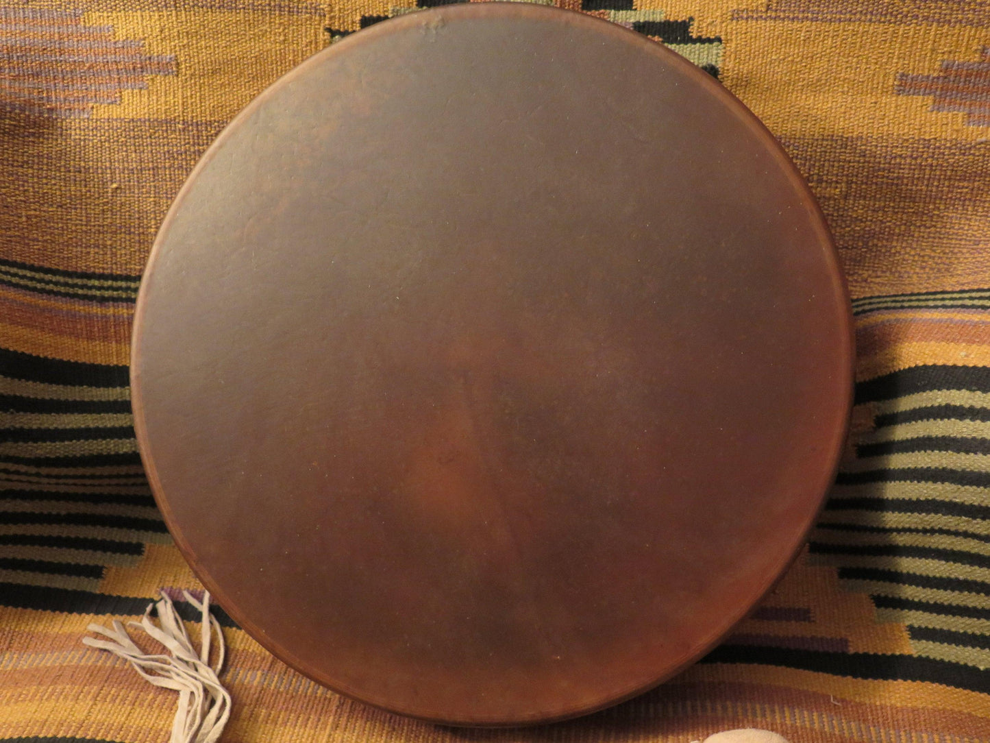 Native American Handmade 15" Buffalo or Elk Sacred Spirit Drum | Four Winds Lacing with Drum Beater - Aki Trading Post