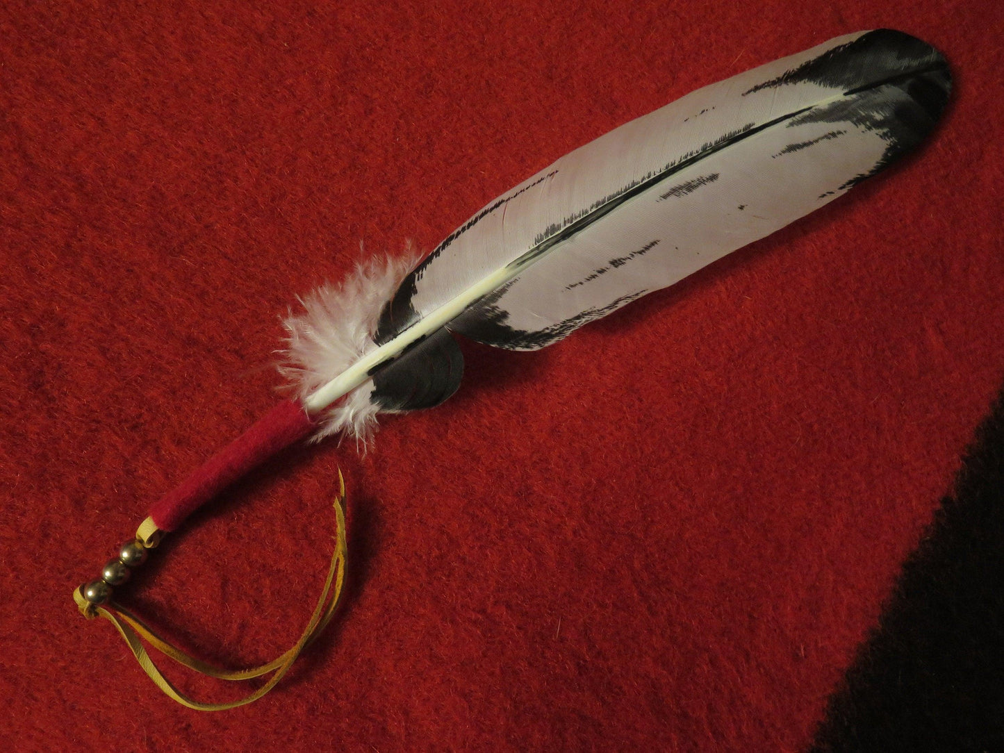 Native American Handmade Painted Imitation Sub-Adult Bald Eagle Feather Tie - Aki Trading Post