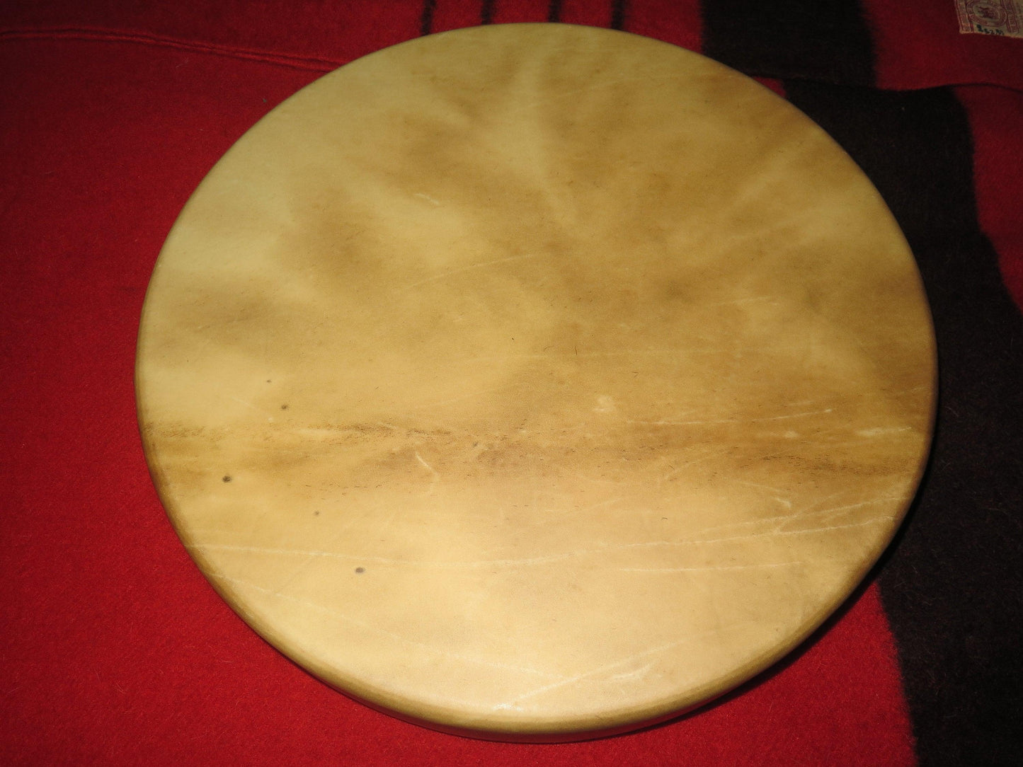 Native American Handmade 15" Buffalo or Elk Sacred Spirit Drum | Four Winds Lacing with Drum Beater - Aki Trading Post