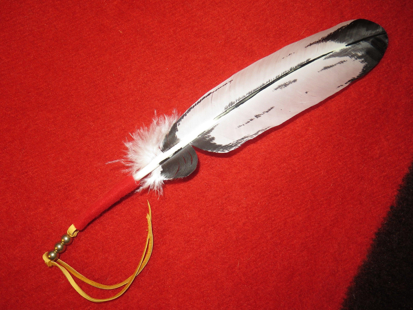 Native American Handmade Painted Imitation Sub-Adult Bald Eagle Feather Tie - Aki Trading Post