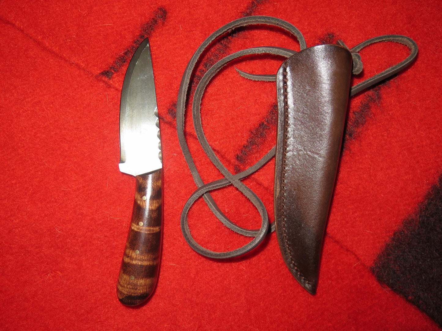 Native American Handmade 1700s Trade Neck Knife with Leather Sheath | Hand-Forged Carbon Steel Blade - Aki Trading Post