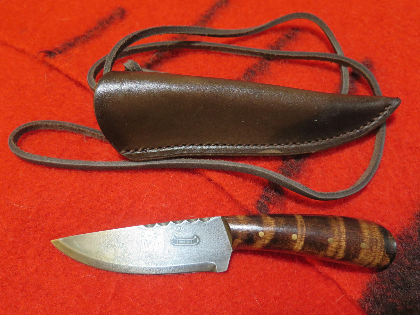 Native American Handmade 1700s Trade Neck Knife with Leather Sheath | Hand-Forged Carbon Steel Blade - Aki Trading Post