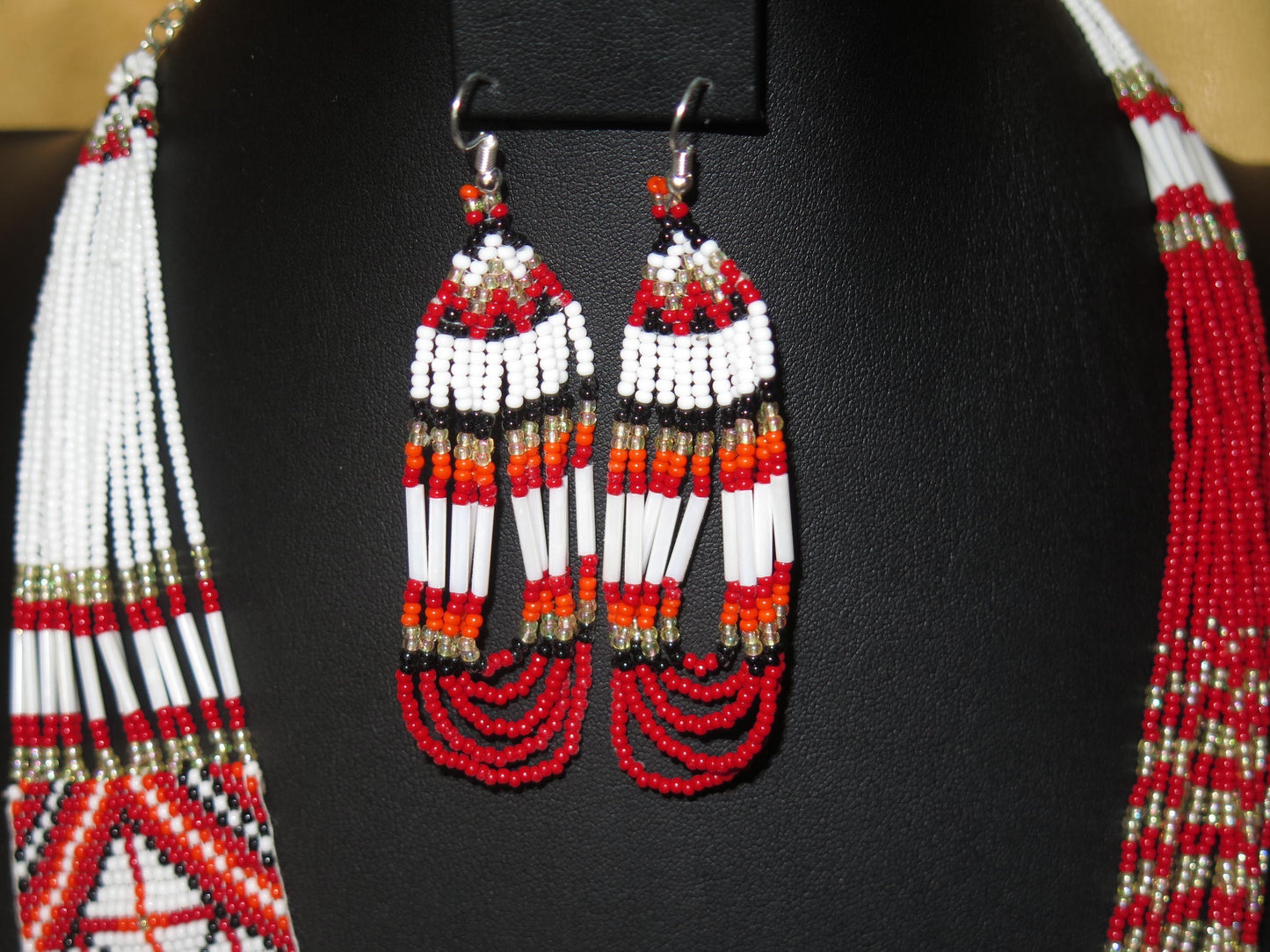 Native American-Style Handmade Beaded Necklace & Earring Set | Tribal Turtle Design - Aki Trading Post