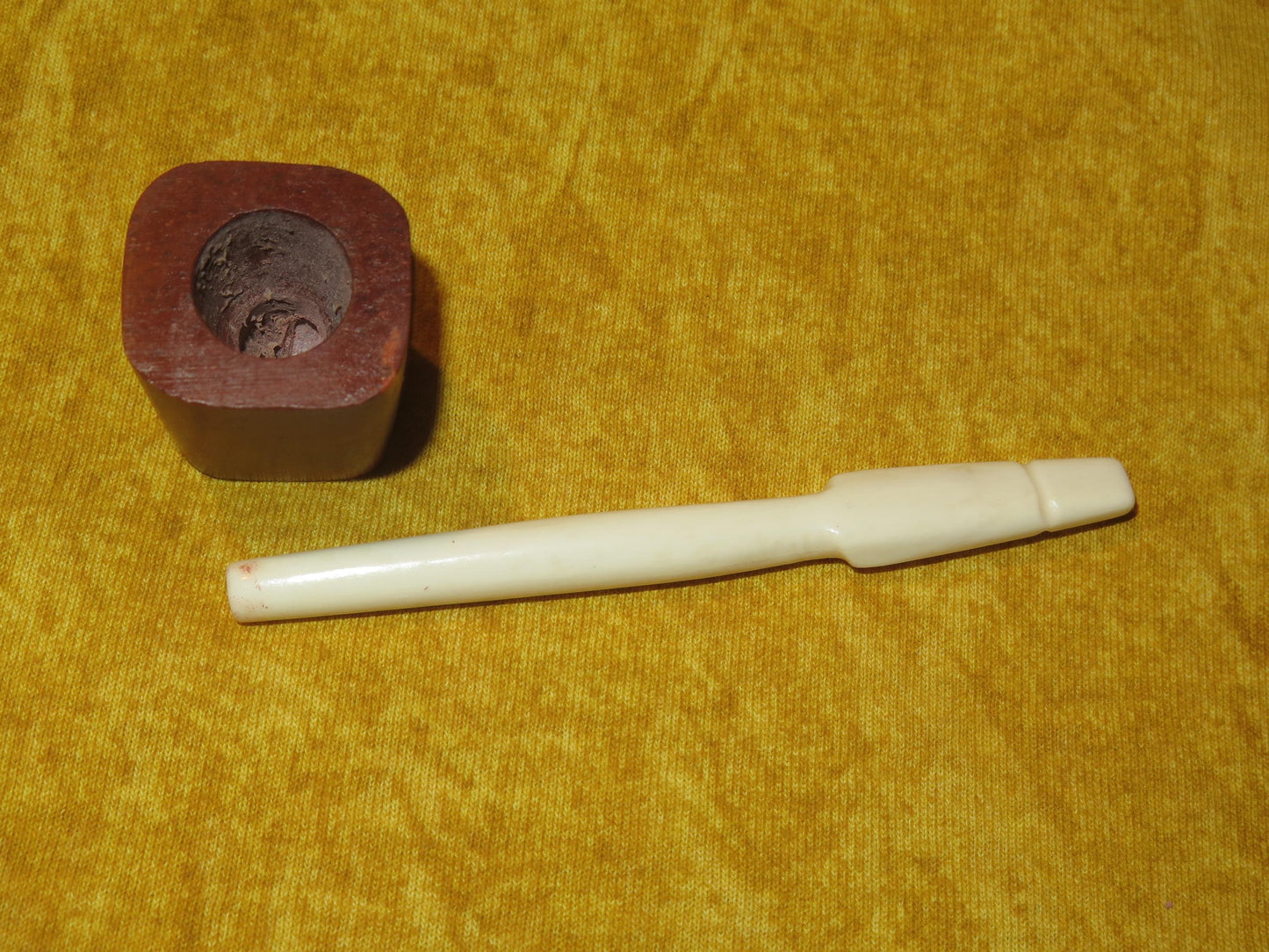 Native American Hand-Carved Trapper’s Pipe | Sacred Catlinite with Bone Stem - Aki Trading Post