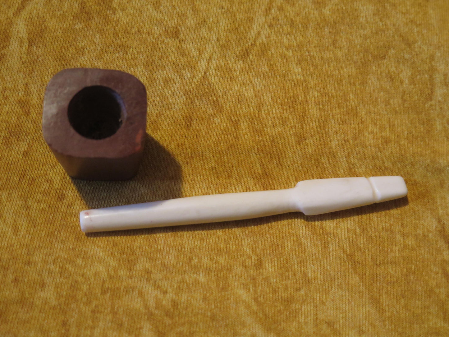 Native American Hand-Carved Trapper’s Pipe | Sacred Catlinite with Bone Stem - Aki Trading Post