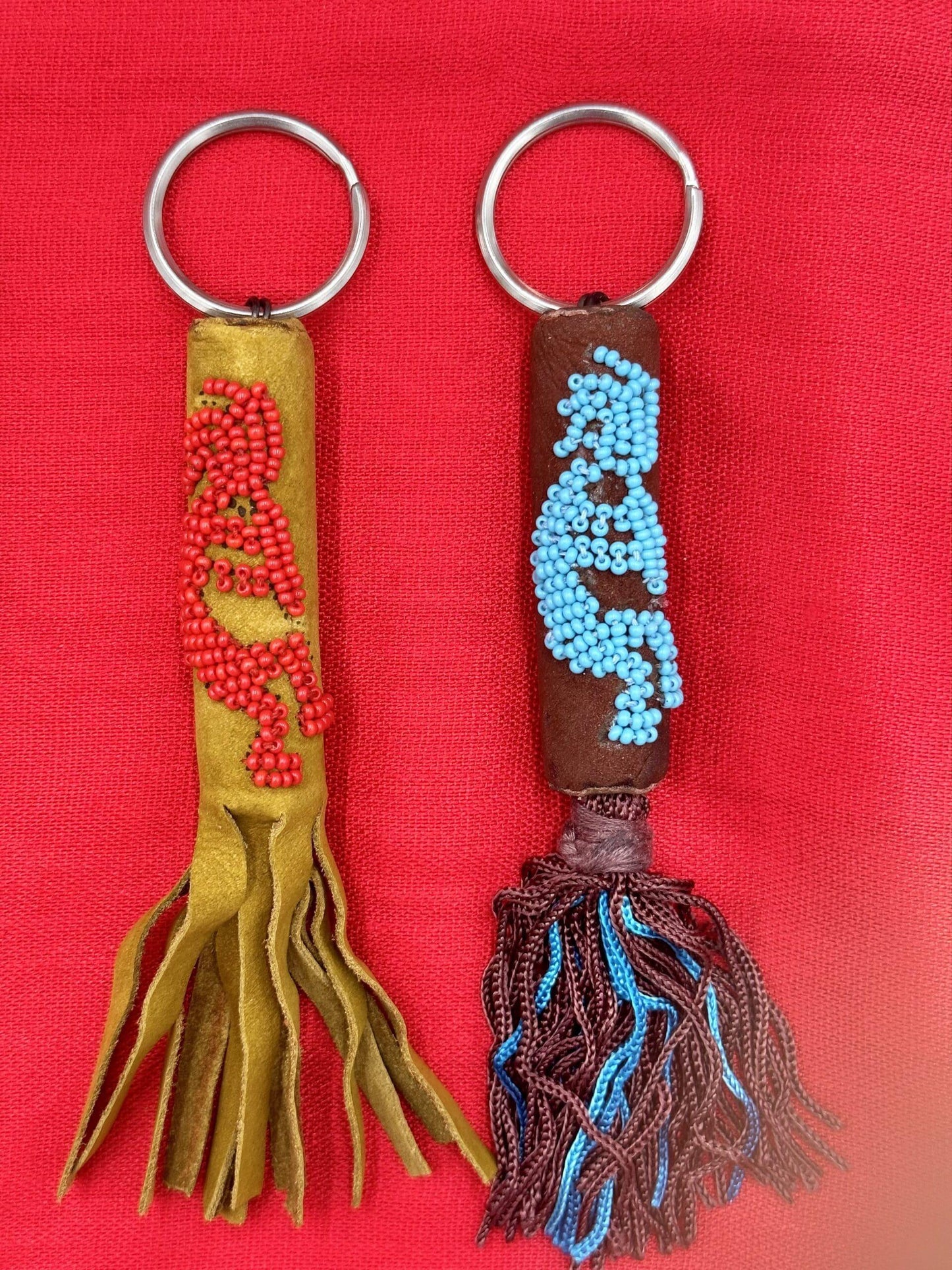 Beaded Leather Kokopelli Keychain | Symbol of Music, Joy & Happiness - Aki Trading Post