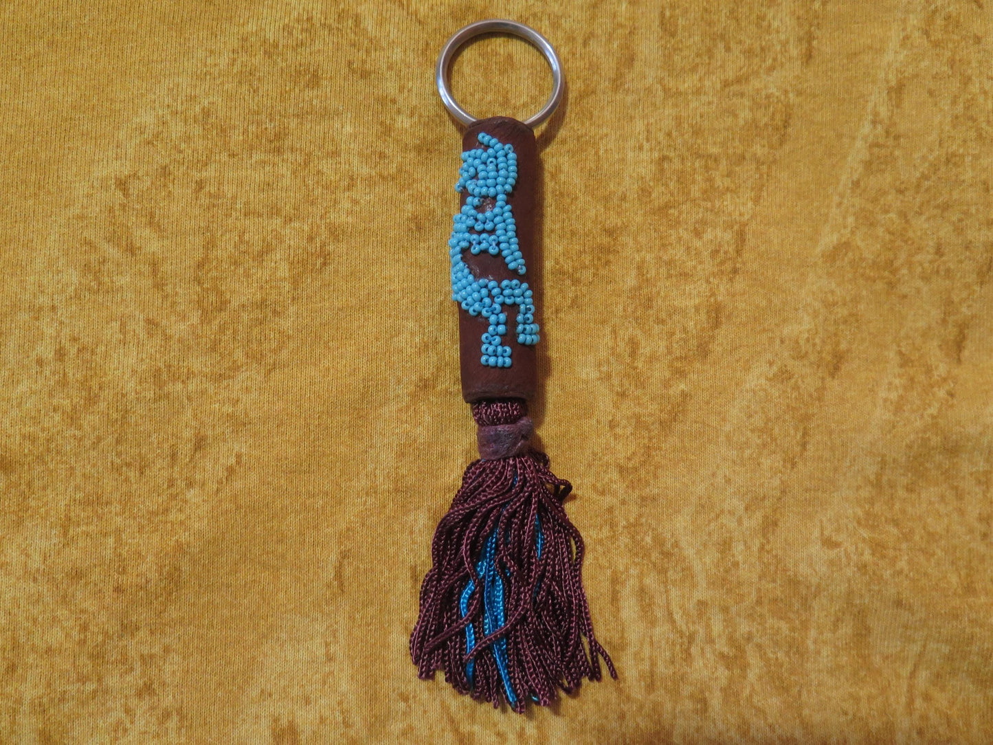 Beaded Leather Kokopelli Keychain | Symbol of Music, Joy & Happiness - Aki Trading Post