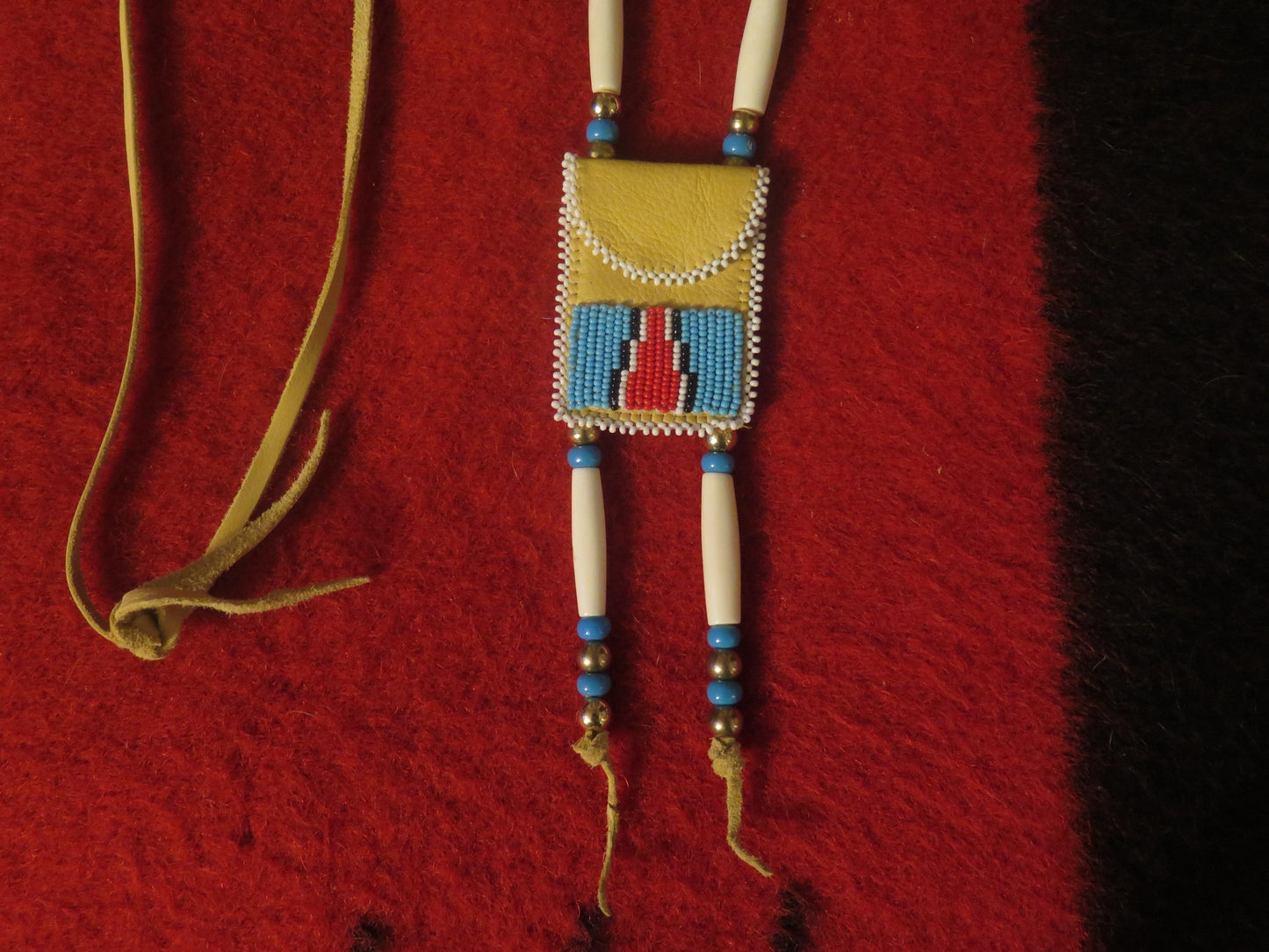 Native American Handmade Beaded Deer Leather Medicine Bag - Aki Trading Post