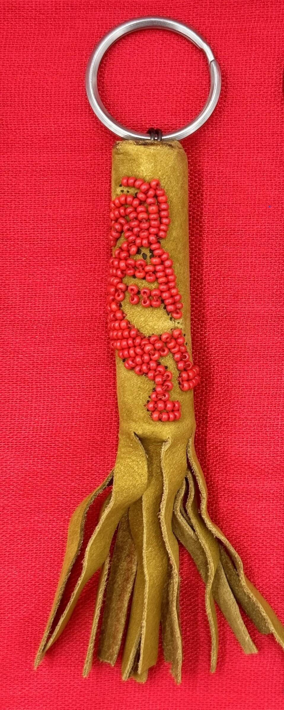 Beaded Leather Kokopelli Keychain | Symbol of Music, Joy & Happiness - Aki Trading Post