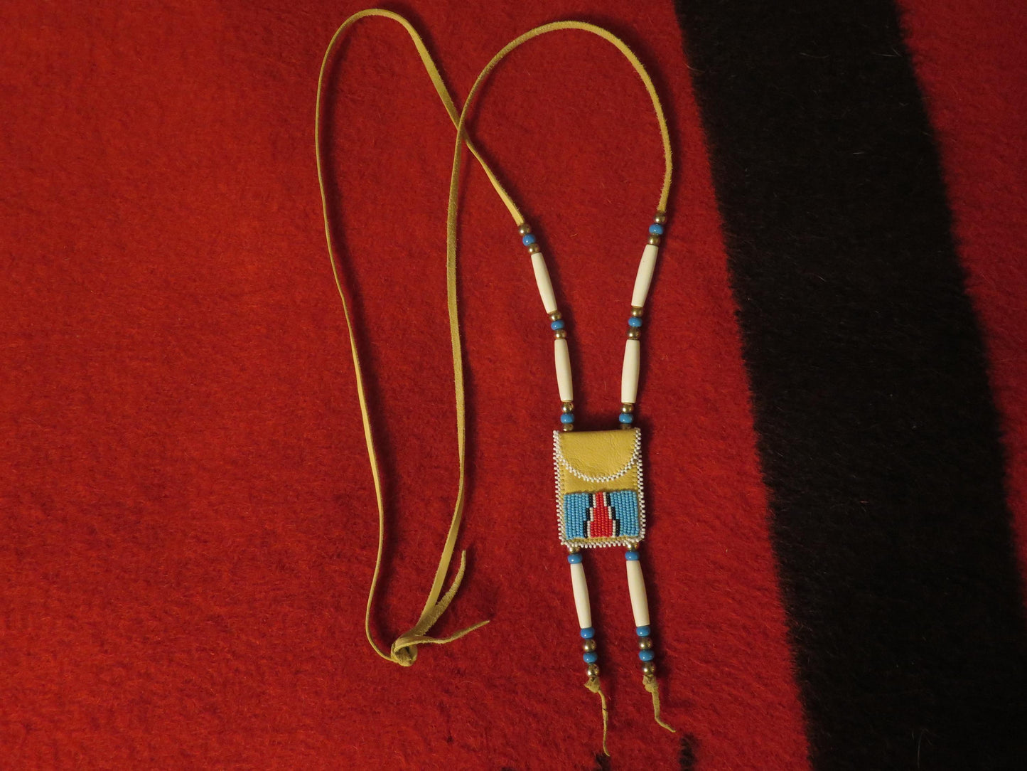 Native American Handmade Beaded Deer Leather Medicine Bag - Aki Trading Post