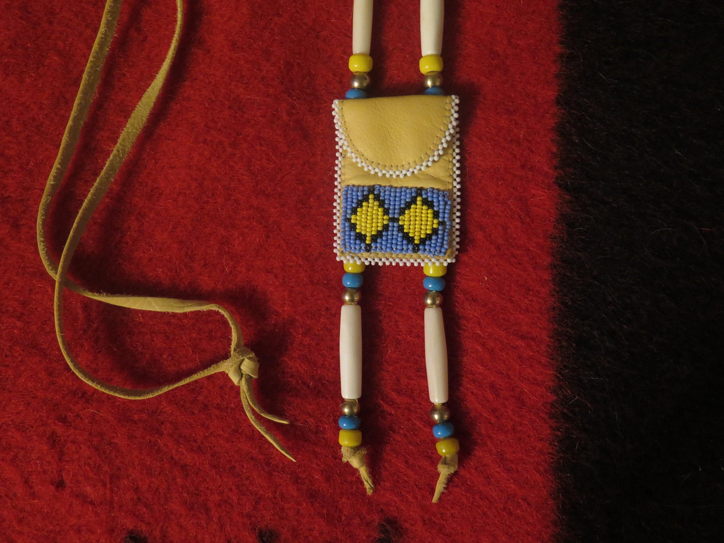 Native American Handmade Beaded Deer Leather Medicine Bag - Aki Trading Post