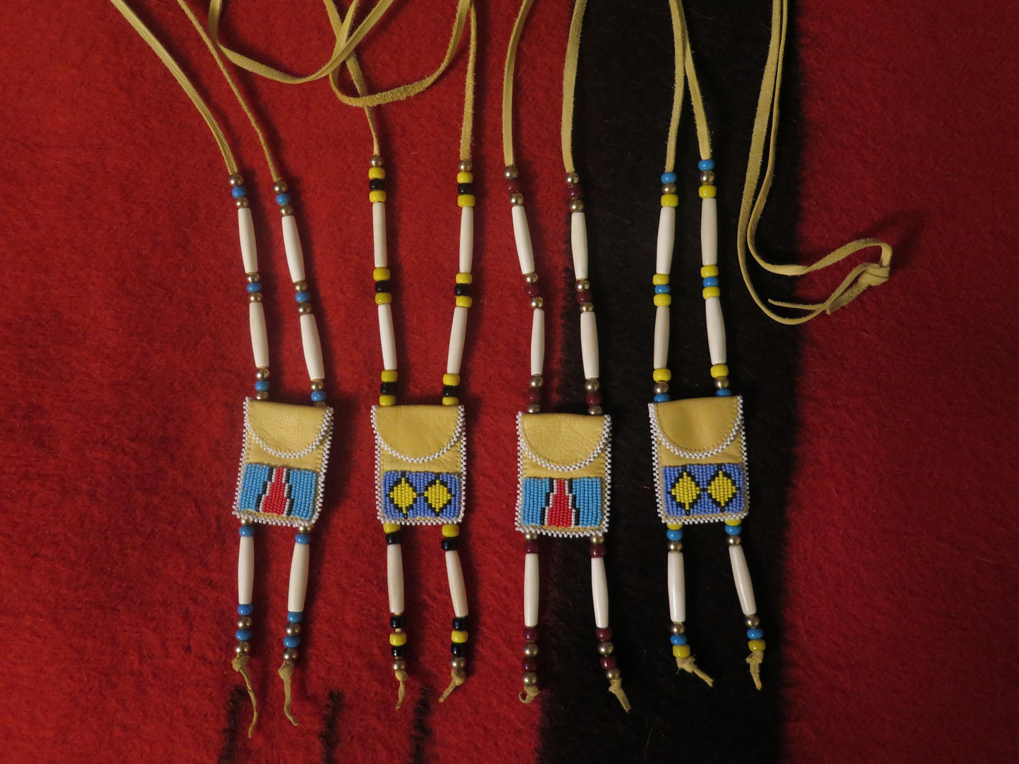 Native American Handmade Beaded Deer Leather Medicine Bag - Aki Trading Post