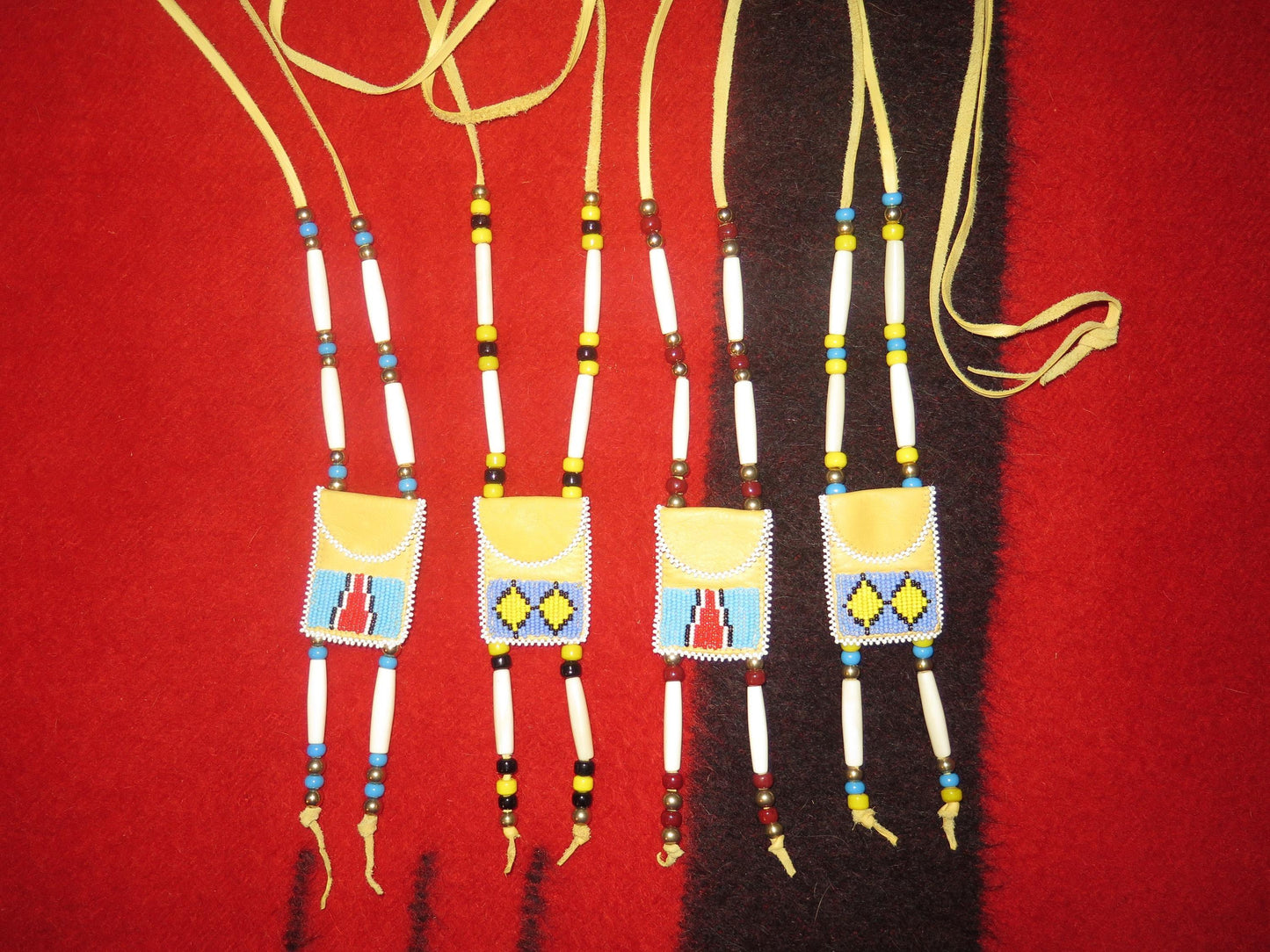 Native American Handmade Beaded Deer Leather Medicine Bag - Aki Trading Post