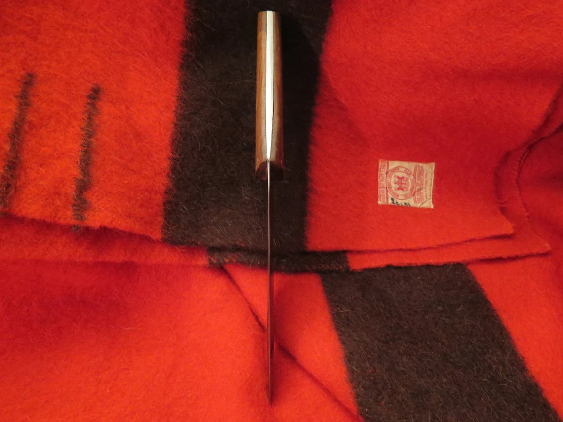 Native American Hudson Bay Trade Beavertail Knife 7” Double-Edged Blade - Hand-forged Carbon Steel Authentic Cheyenne Leather Sheath