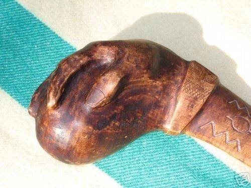 War Club Native American Seneca copied Artifact w/Engraved Pictograph symbol comes with w/Burl Cherry or Walnut Wood Display Stand